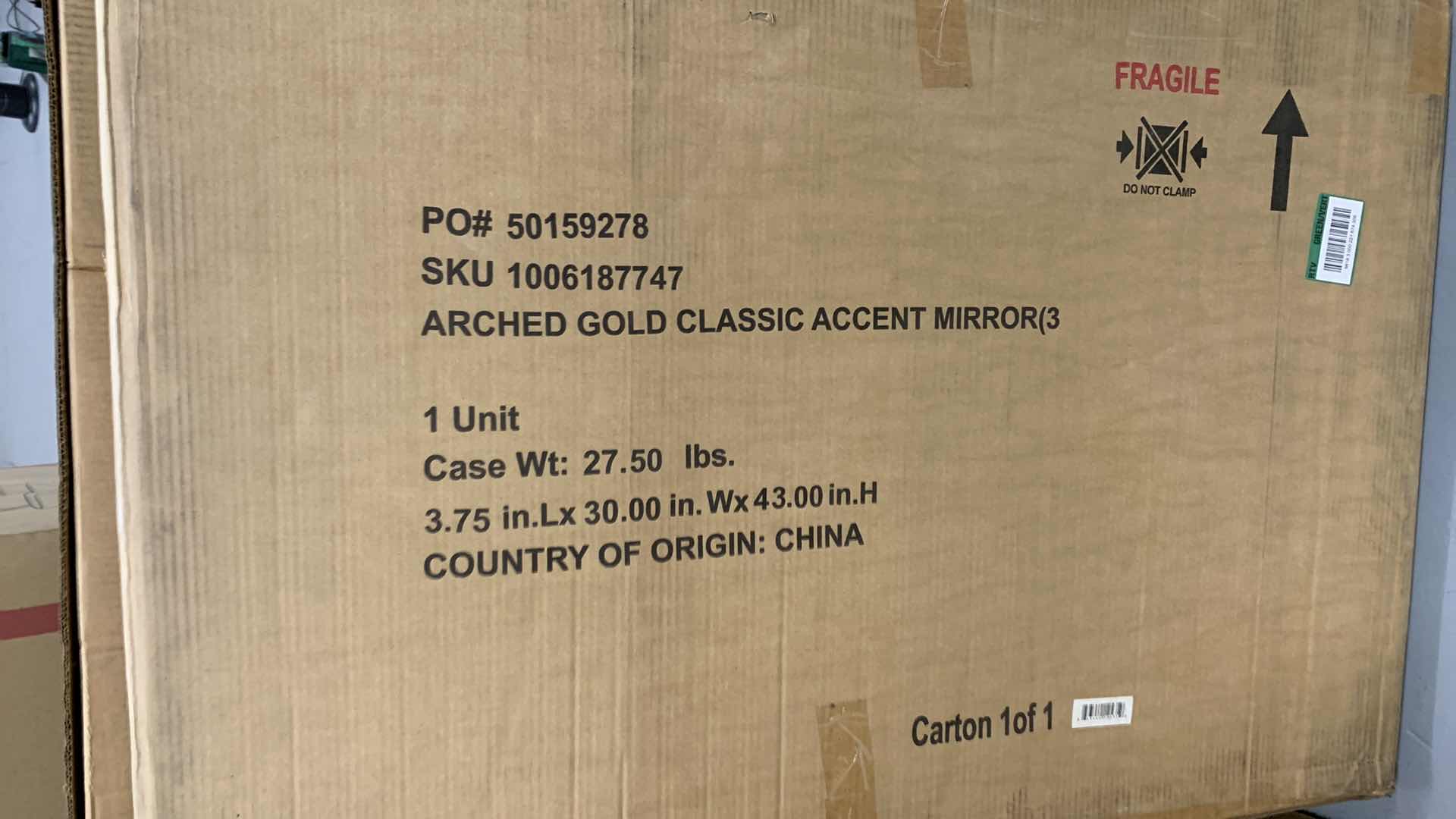 Photo 4 of ARCHED GOLD CLASSIC ACCENT MIRROR  MODEL 1006187747 30” X 43”