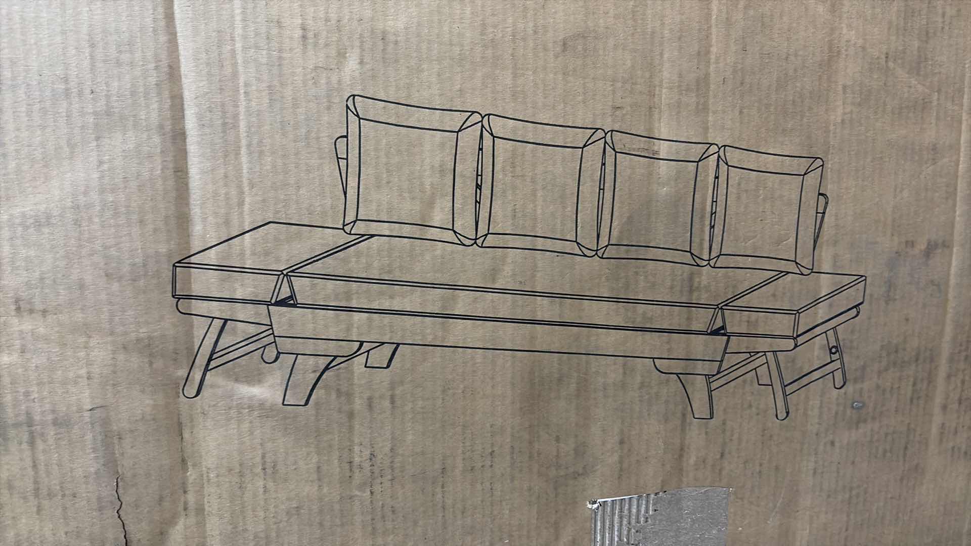 Photo 1 of OTHELLO GRAY ACACIA CONVERTIBLE OUTDOOR SOFA DAYBED + LIGHT GREY CUSHIONS