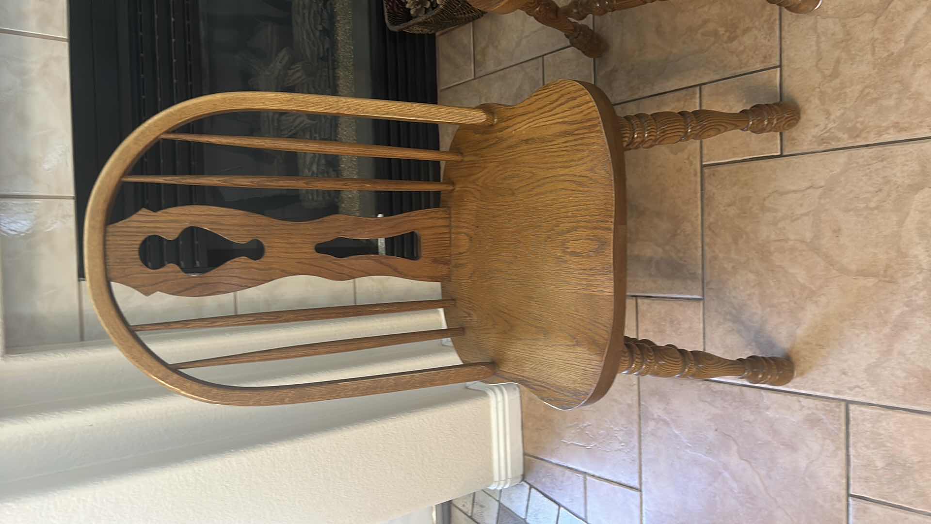 Photo 1 of 2 SOLID OAK SIDE CHAIRS W CUSHIONS