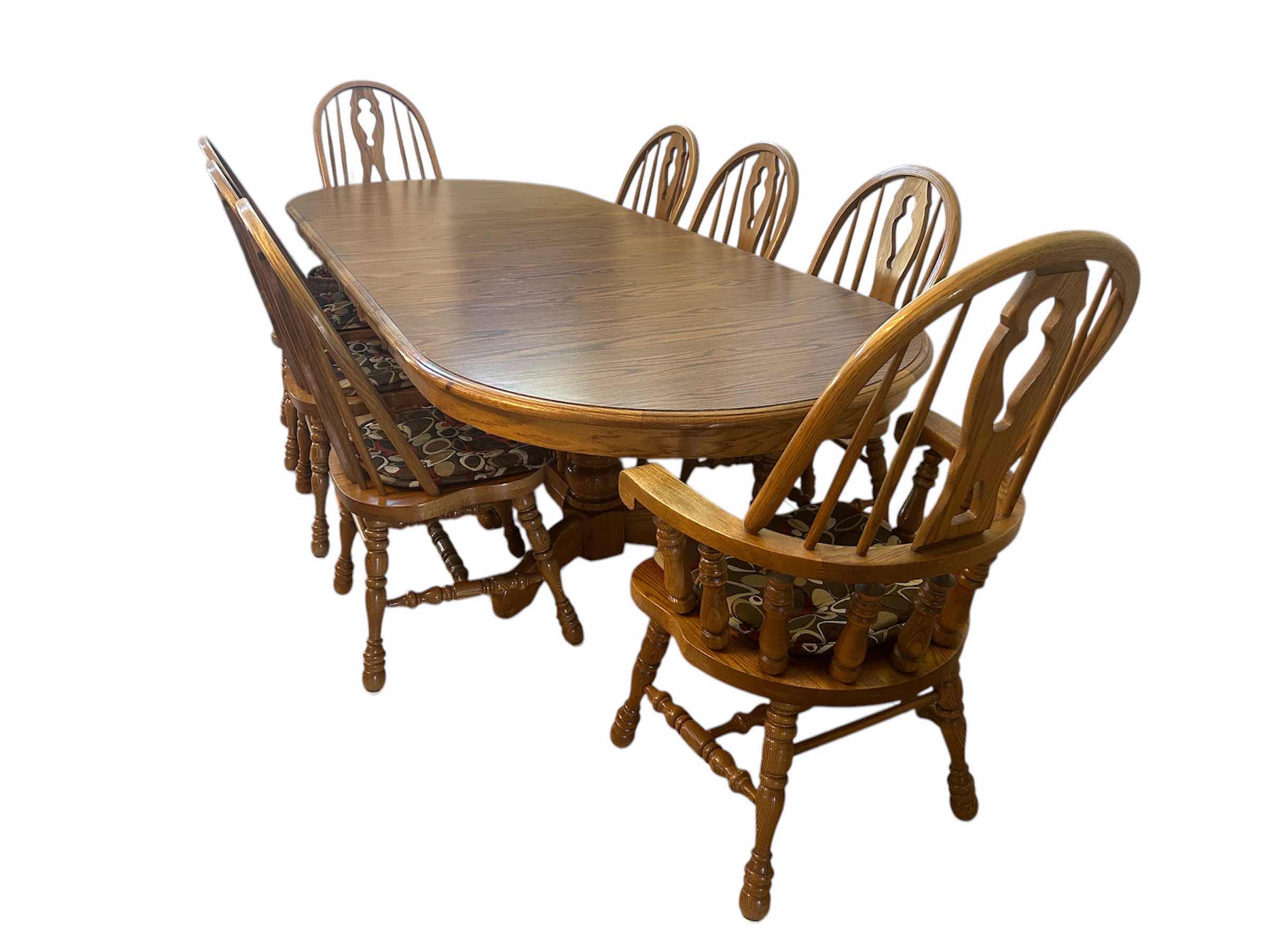 Photo 1 of SOLID OAK THRESHER COCHRANE DINING TABLE W 4 LEAVES 41 X 108 CHAIRS SOLD SEPARATELY