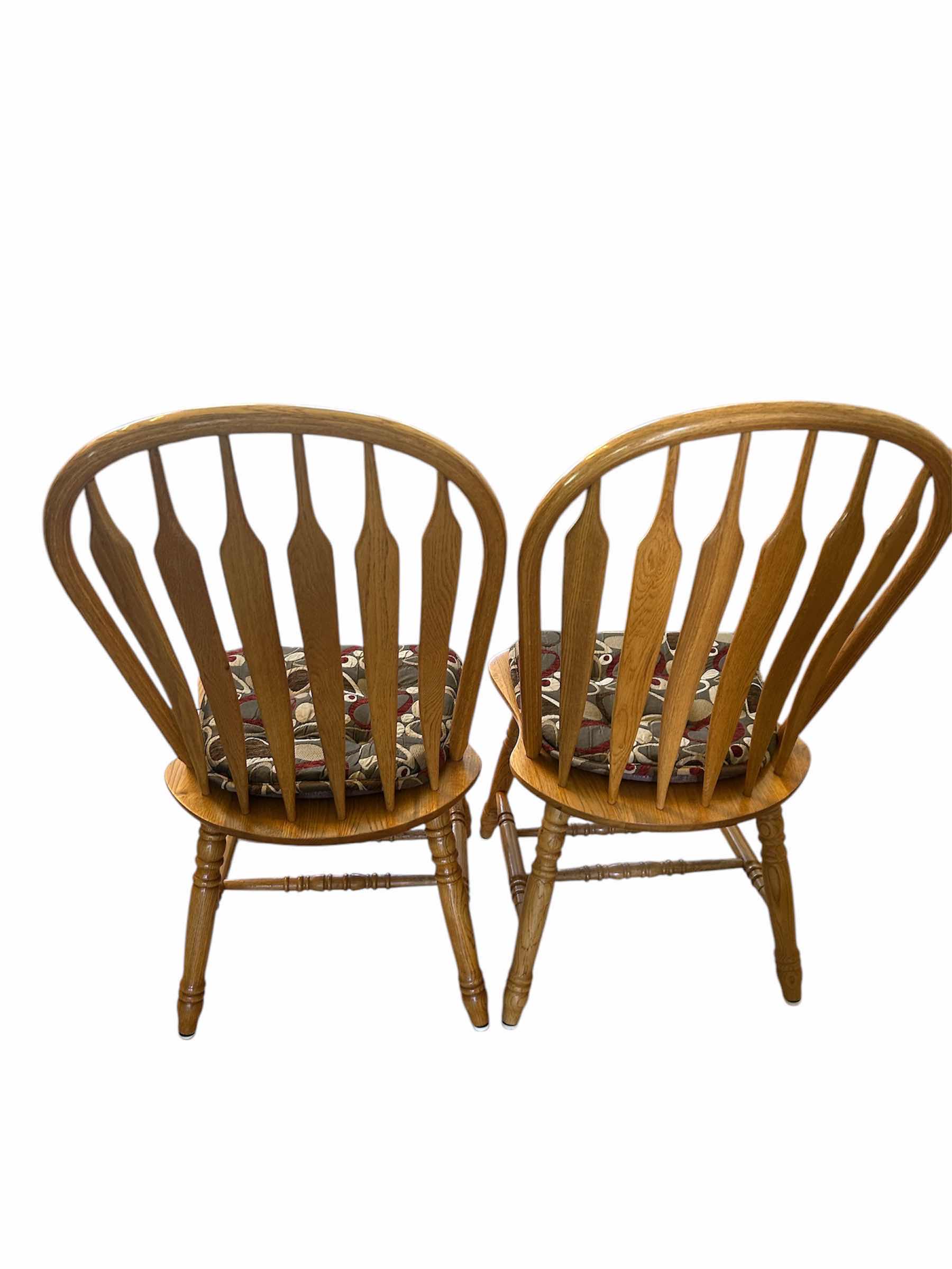 Photo 1 of 2 SOLID OAK SIDE CHAIRS W CUSHIONS