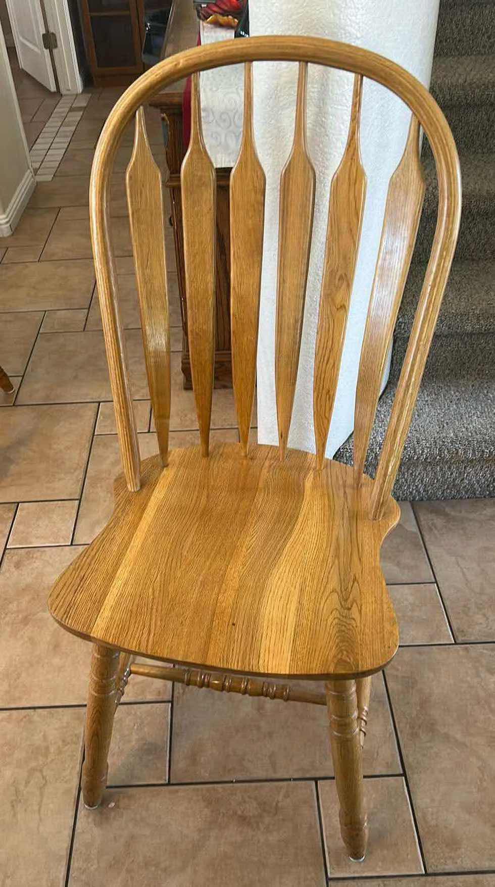 Photo 1 of 2 SOLID OAK SIDE CHAIRS W CUSHIONS