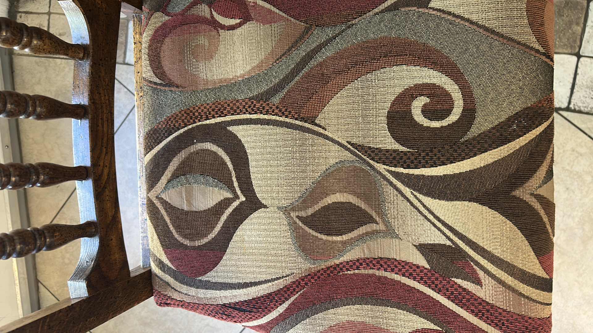 Photo 3 of 2- VINTAGE SOLID WOOD ARM CHAIRS CANE BACK UPHOLSTERY SEAT