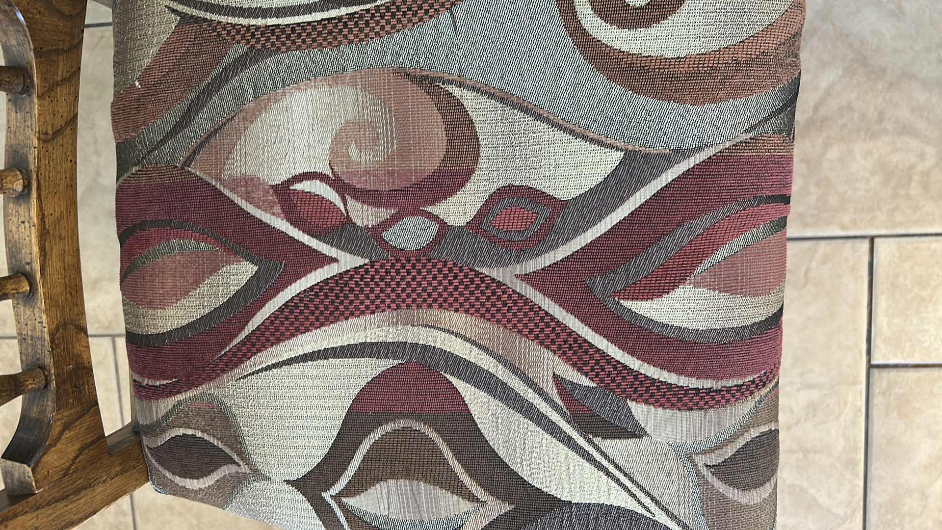 Photo 3 of 2- VINTAGE SOLID WOOD SIDE CHAIRS  CANE BACK W UPHOLSTERY SEAT