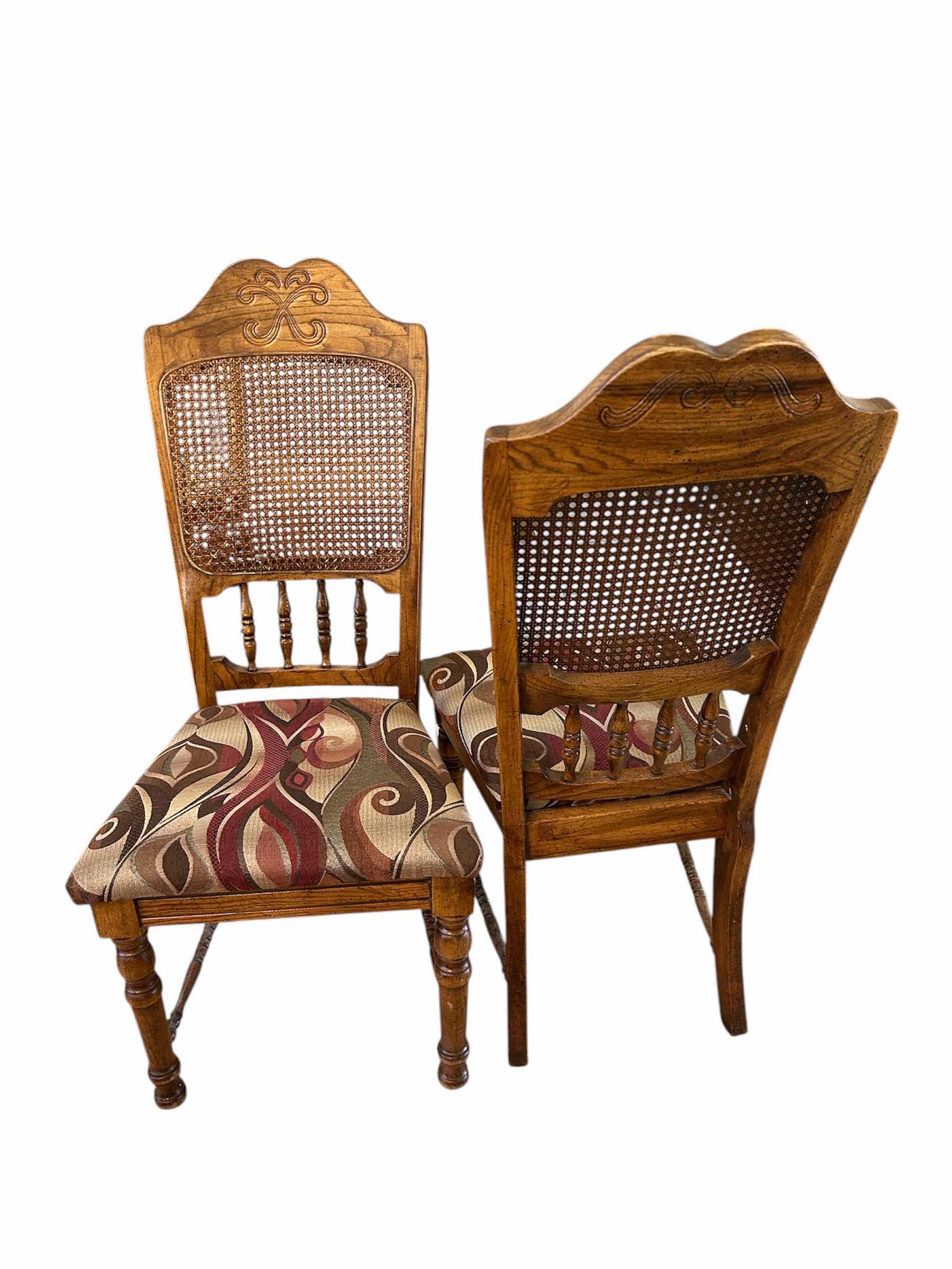 Photo 1 of 2- VINTAGE SOLID WOOD SIDE CHAIRS W UPHOLSTERY SEAT