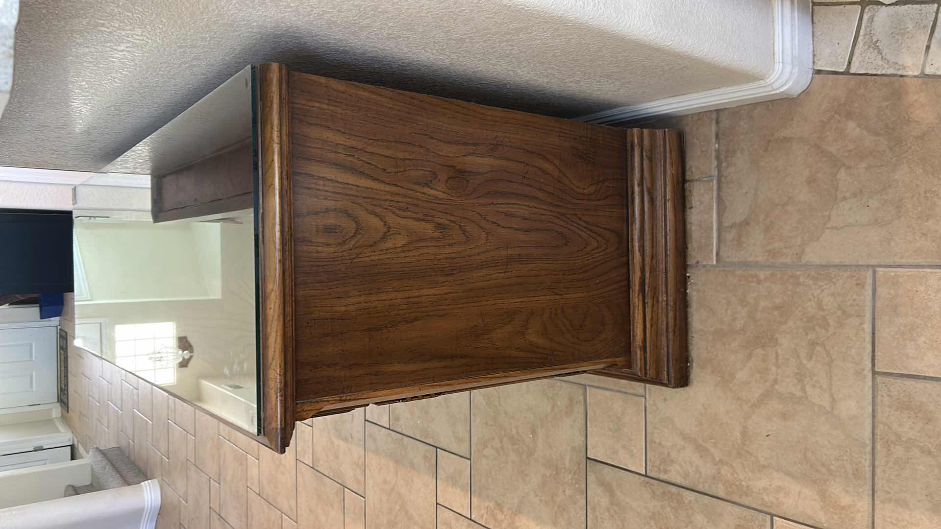 Photo 1 of WOOD BUFFET W GLASS TOP 37” X 19” H 31”