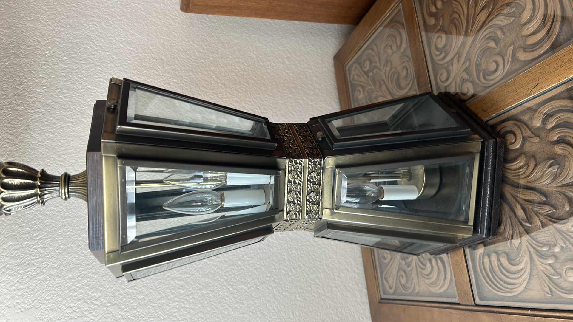 Photo 1 of ANTIQUE DOUBLE DECKER TABLE LAMP H 45”