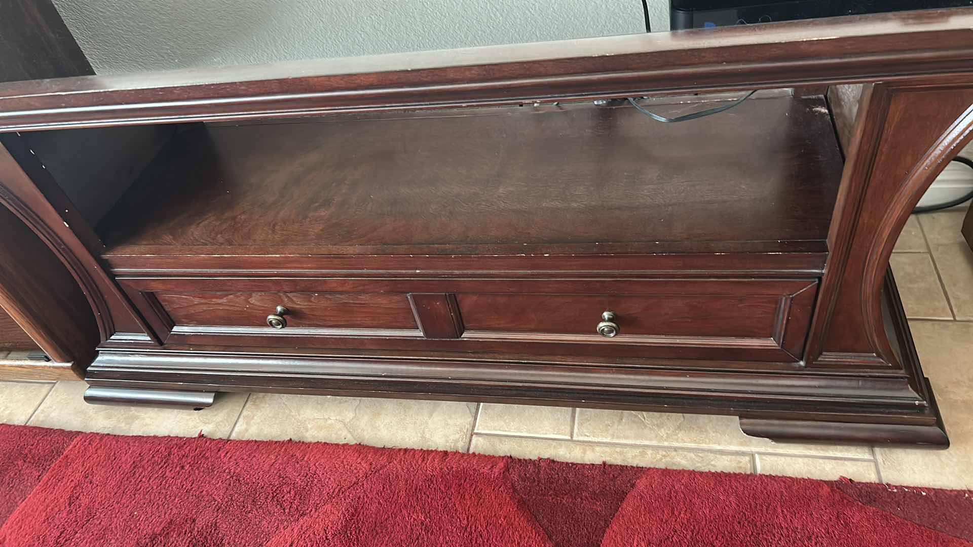 Photo 1 of CHERRYWOOD CONSOLE W SMOKED GLASS TOP 34” X 16” H 24”