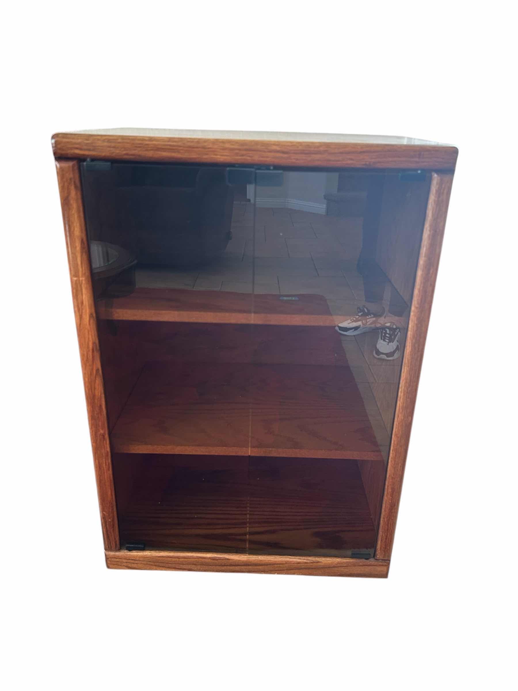Photo 1 of VINTAGE OAK CABINET W GLASS DOORS 24” X 17” H 36”