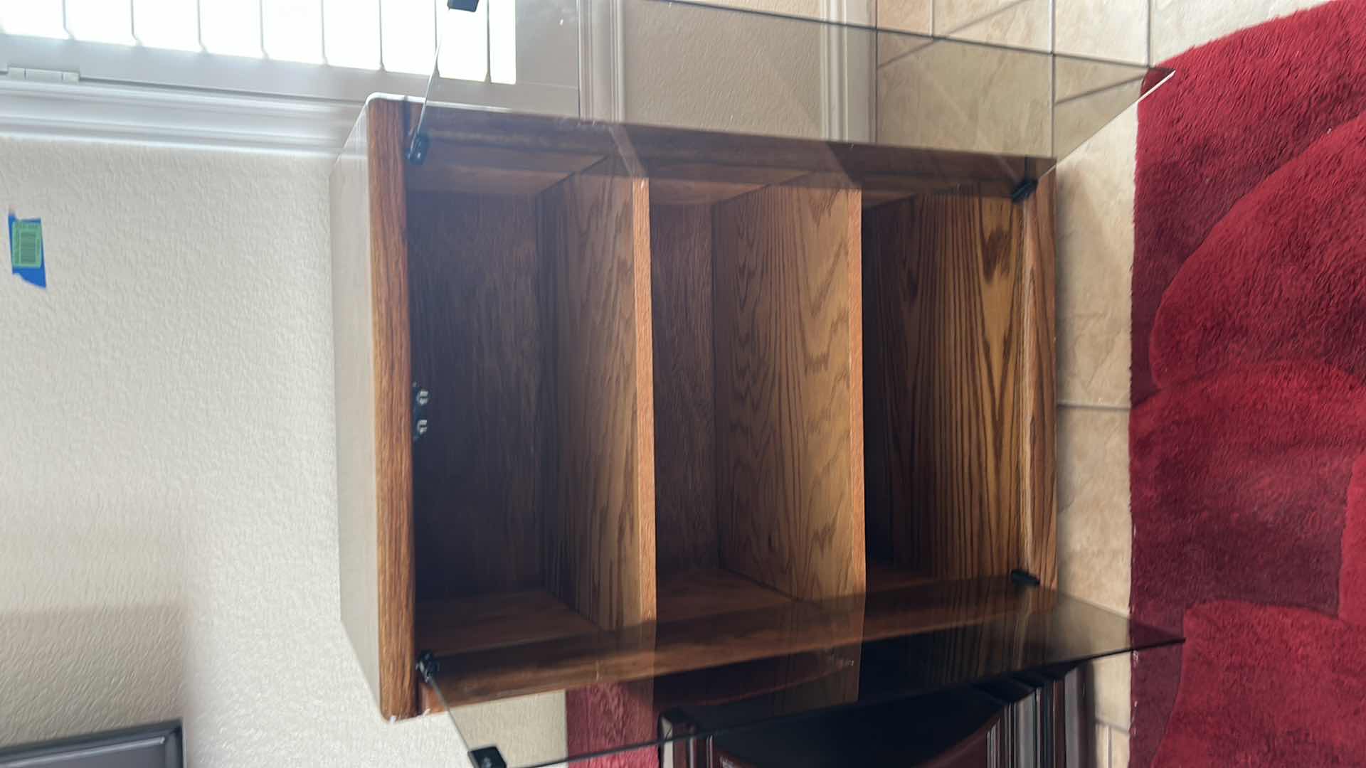 Photo 1 of VINTAGE OAK CABINET W GLASS DOORS 24” X 17” H 36”