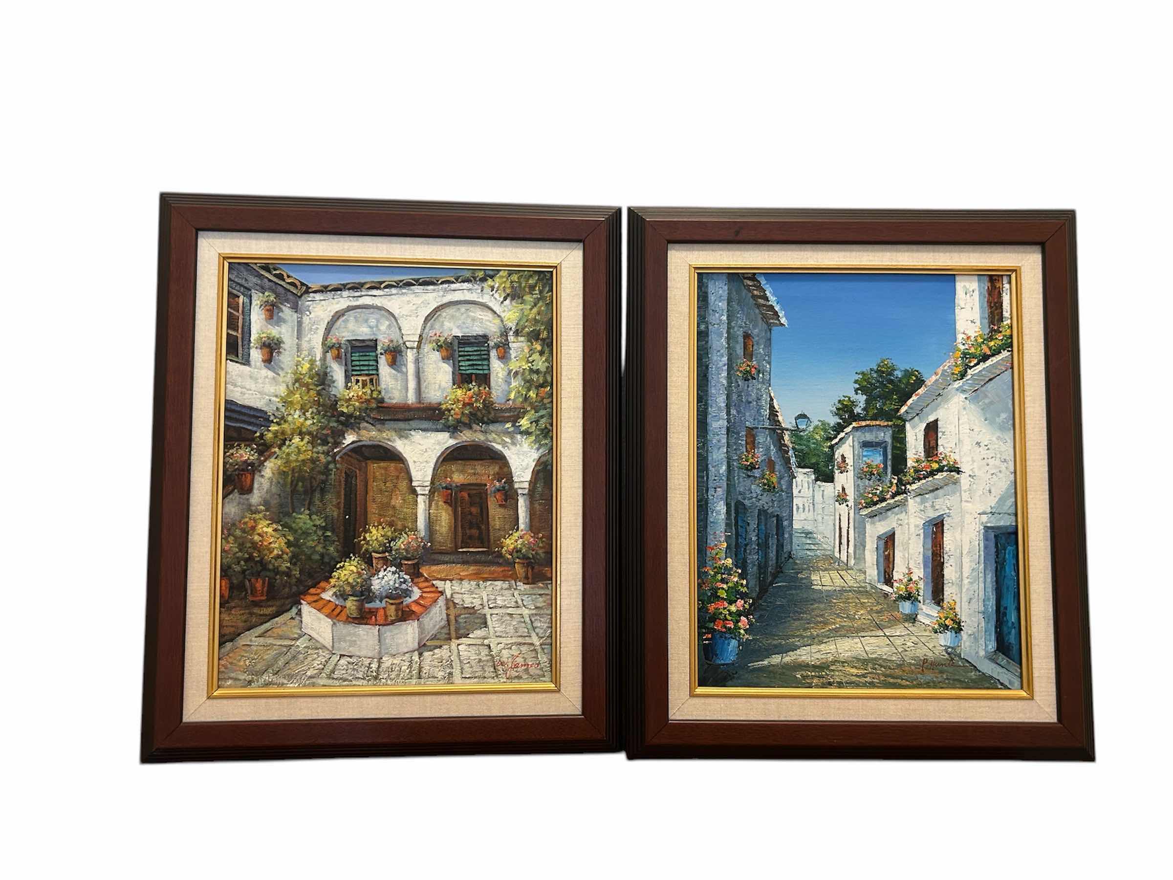 Photo 1 of 2- FRAMED OIL PAINTINGS FROM MEDITERRANEAN 16” X 18”