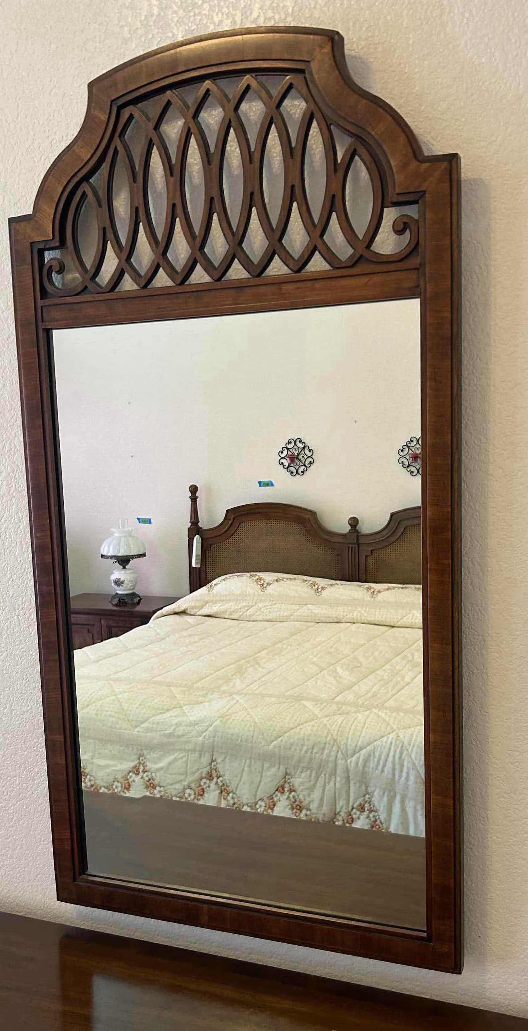 Photo 1 of THOMASVILLE MAHOGANY DRESSER W MIRROR 77” X 20” H  32”