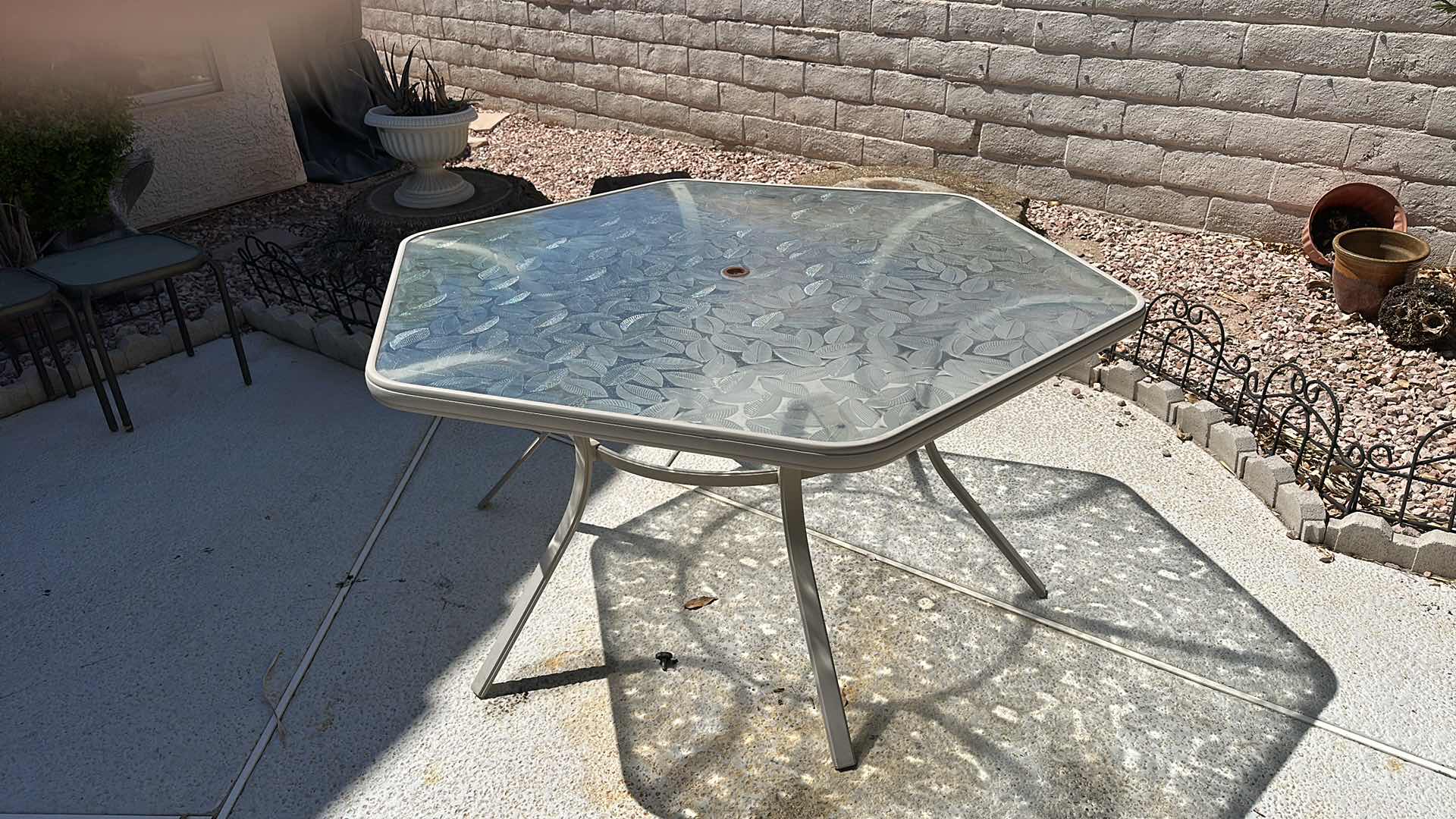 Photo 5 of 55” ROUND GLASS TOP WROUGHT IRON PATIO TABLE H28”