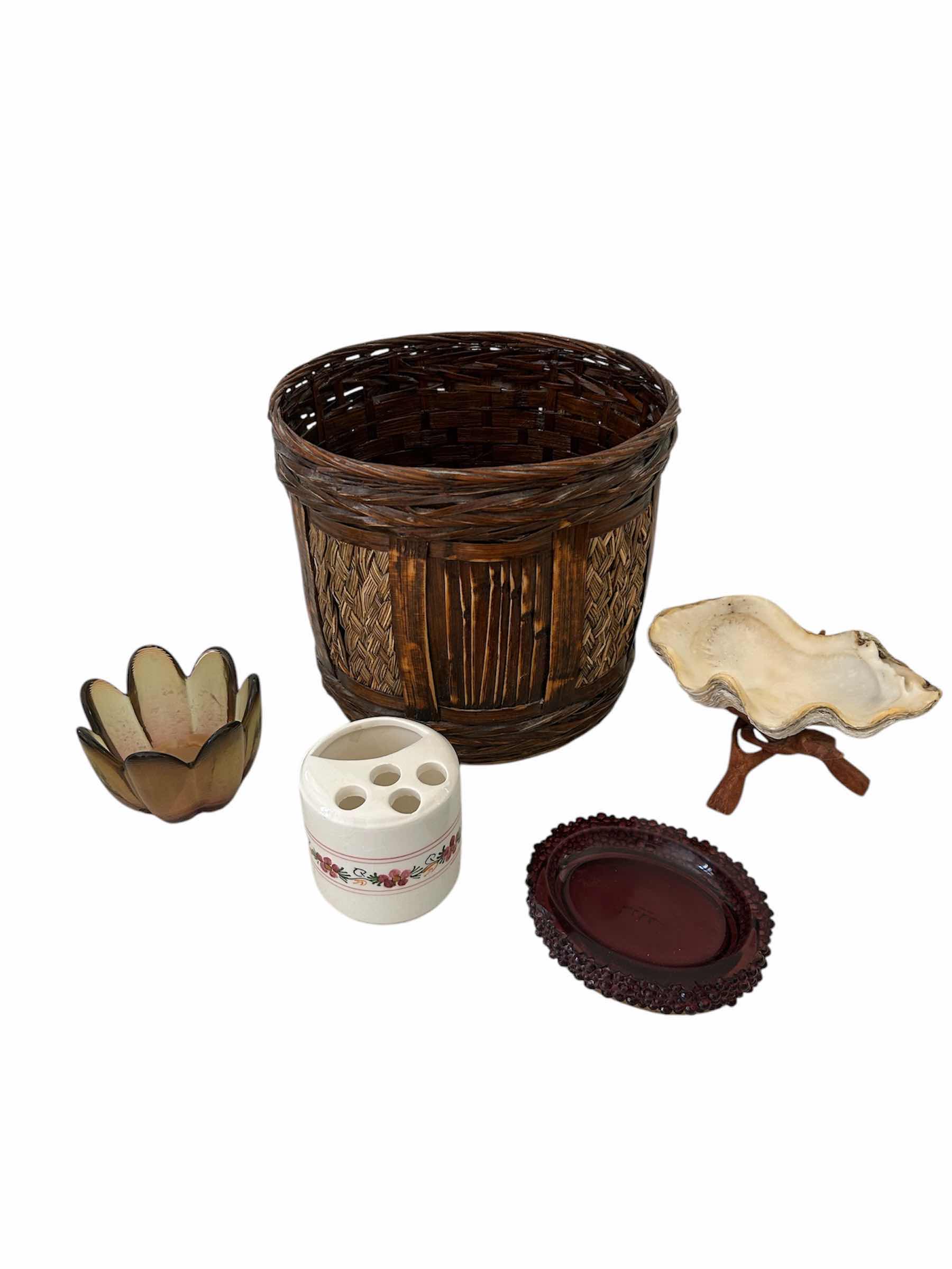 Photo 1 of ASSORTED BATHROOM AND CANDLES RATAN WASTEBASKET