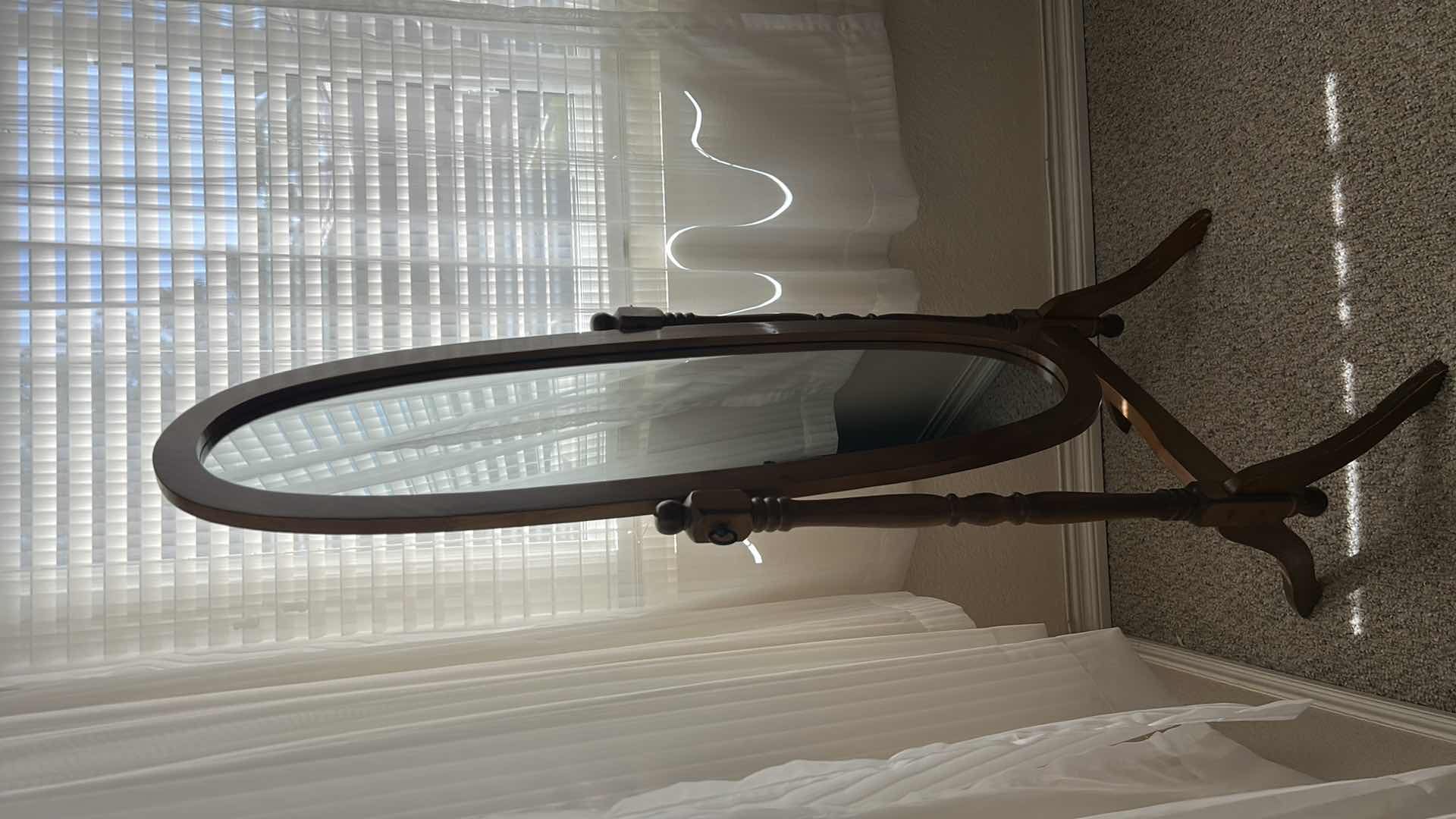 Photo 1 of ANTIQUE QUEEN ANNE FLOOR MIRROR H 5 FT