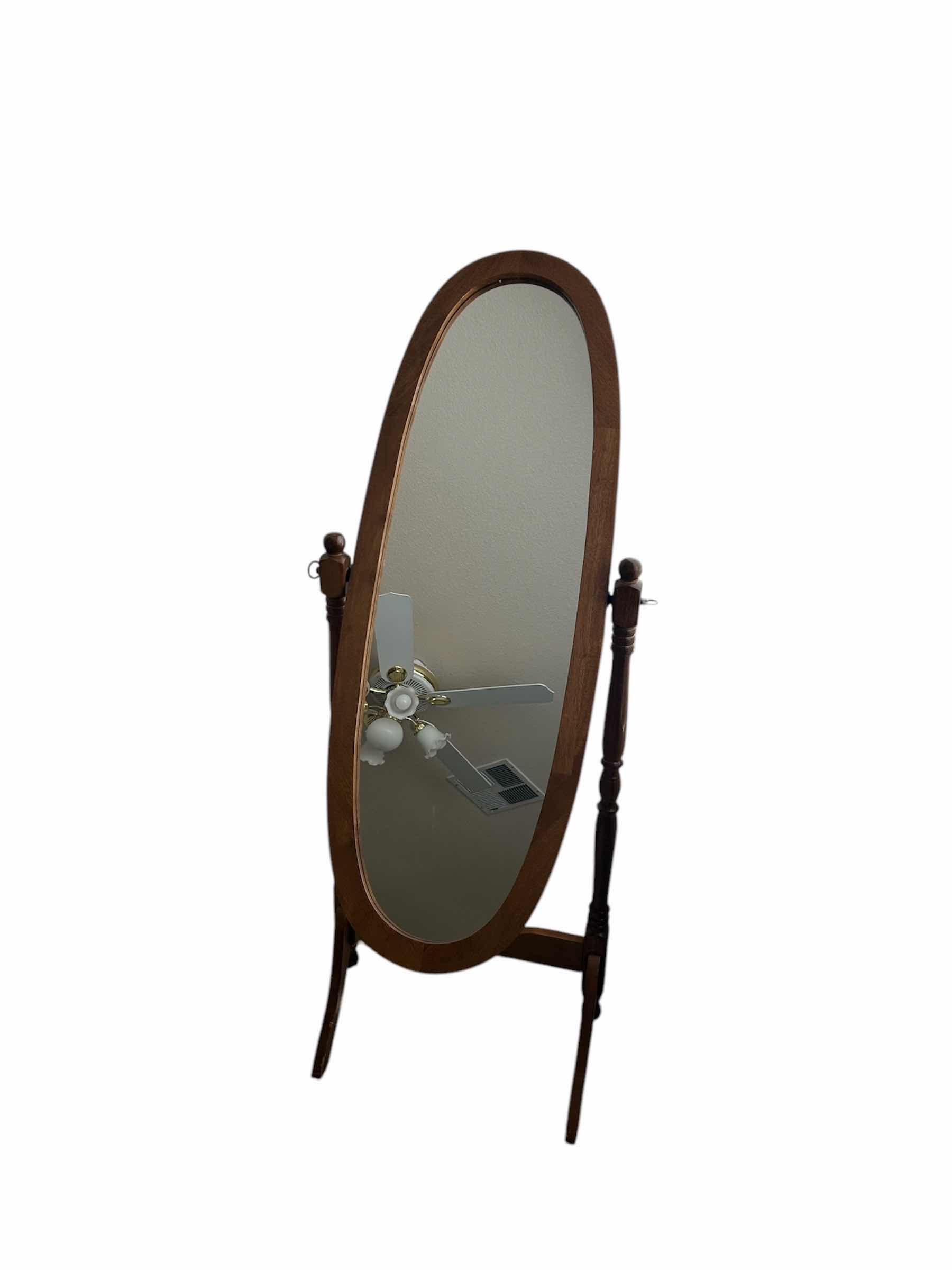 Photo 1 of ANTIQUE QUEEN ANNE FLOOR MIRROR H 5 FT