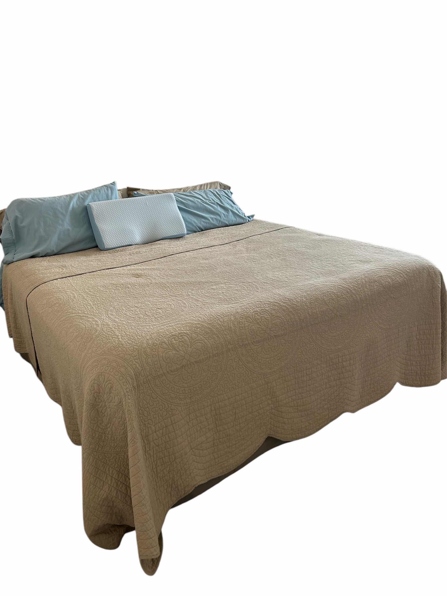 Photo 1 of KING SIZE MATTRESS AND BOX SPRING W BEDDING AND BEDSPREAD