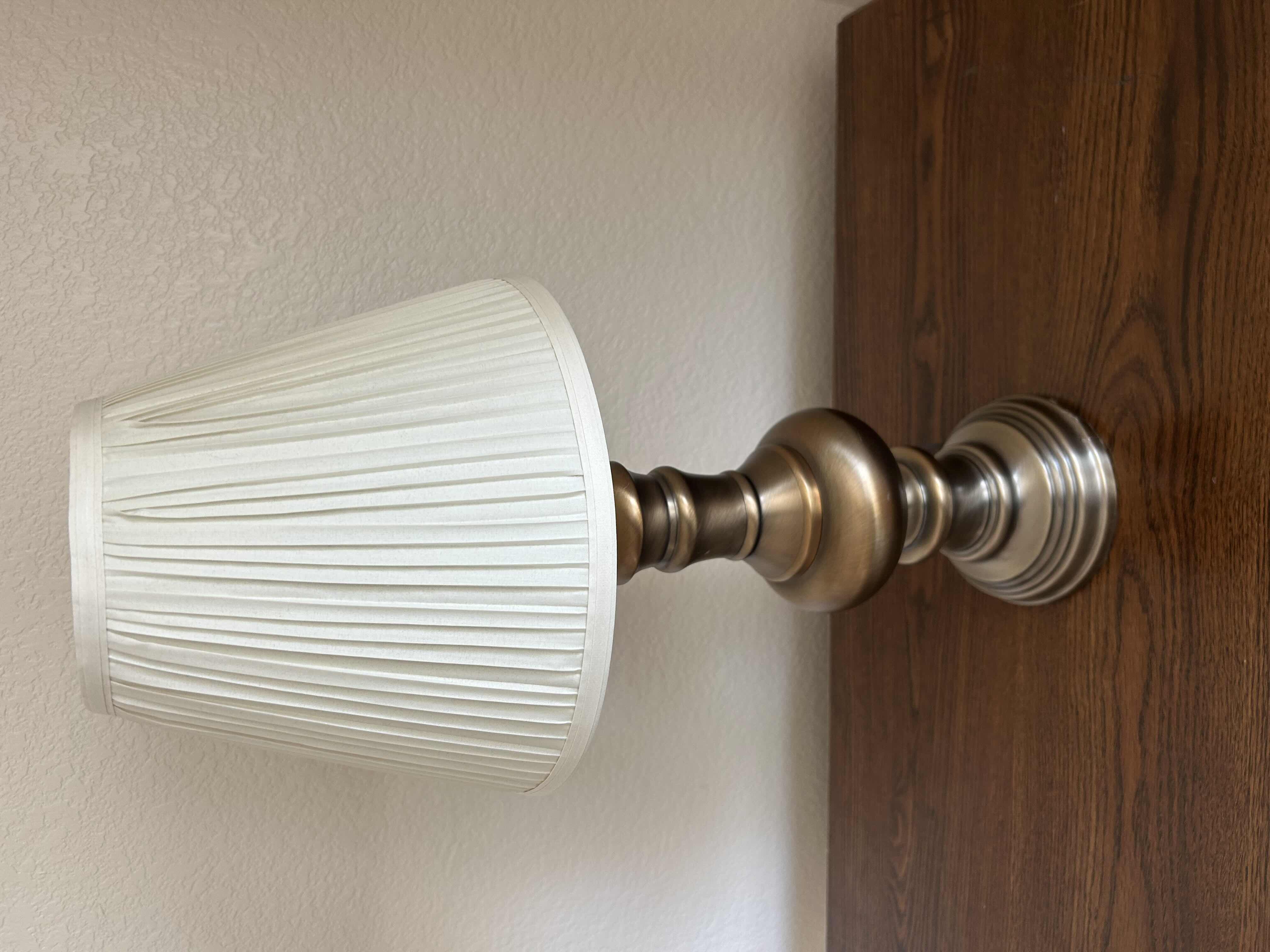 Photo 1 of STIFFEL BRASS TABLE LAMP W IVORY PLEATED SHADE H 24”
