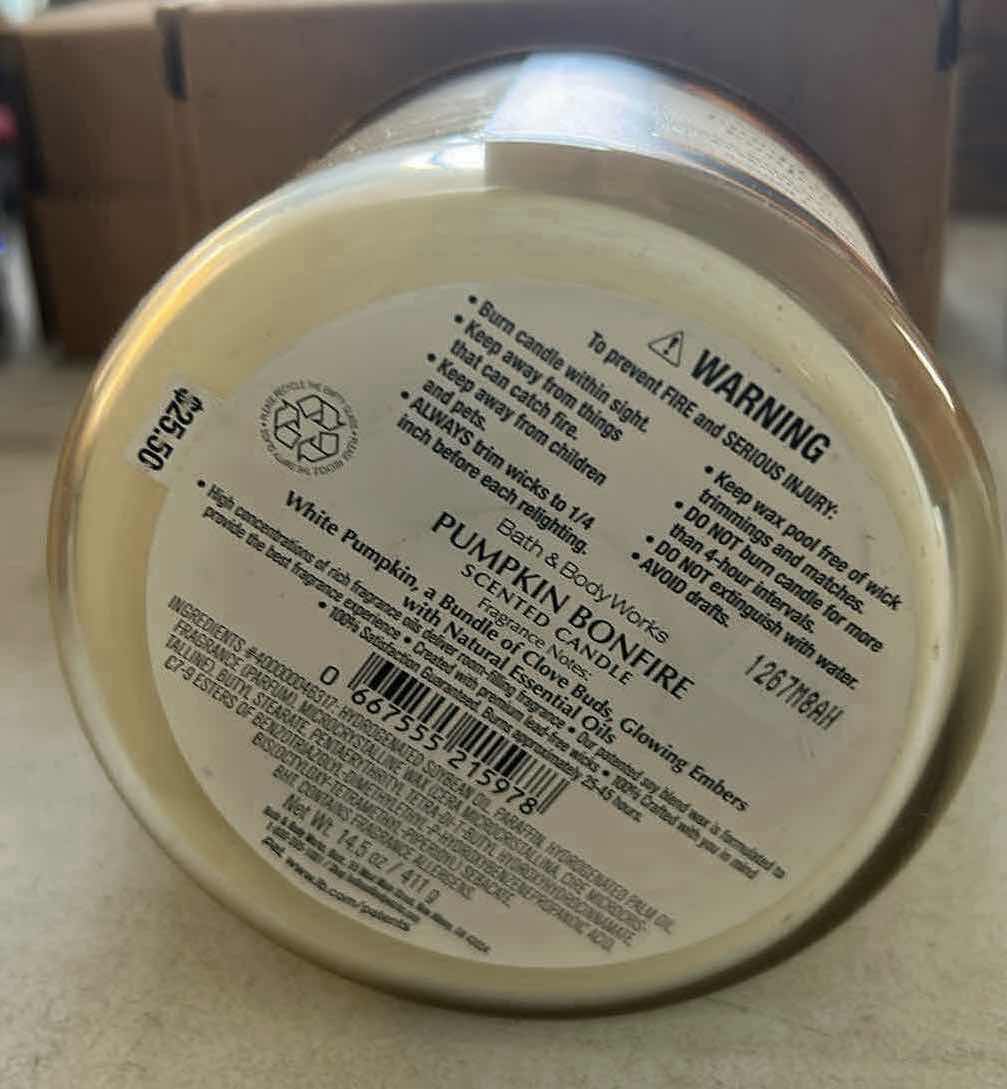 Photo 1 of BATH & BODY WORKS 3 WICK CANDLE 14 oz  “PUMPKIN BONFIRE “ NIB