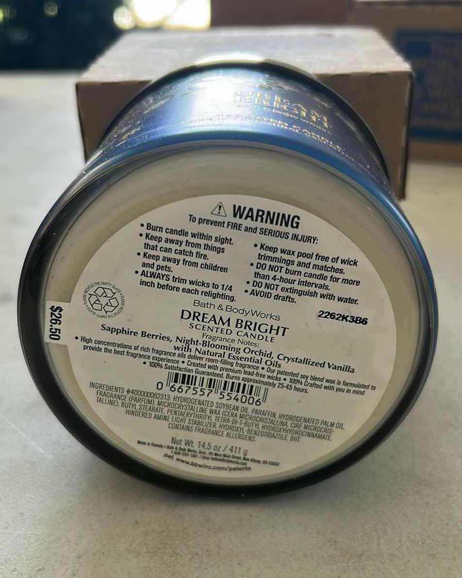 Photo 1 of BATH & BODY WORKS 3-WICK CANDLE 14 oz “ DREAM BRIGHT” NIB