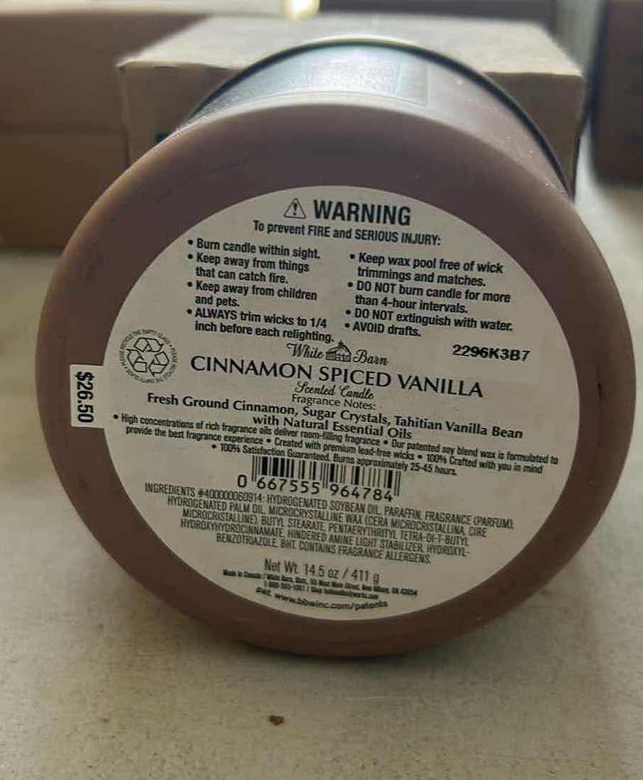 Photo 1 of BATH & BODY WORKS 3-WICK CANDLE 14oz  “ CINNAMON SPICED VANILLA “ NIB