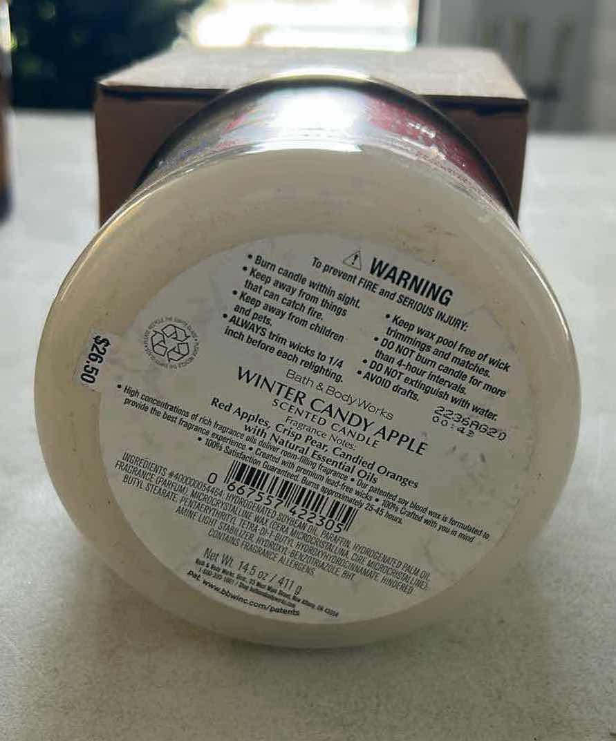 Photo 1 of BATH & BODY WORKS 3-WICK CANDLE 14oz “ WINTER CANDY APPLE “ NIB