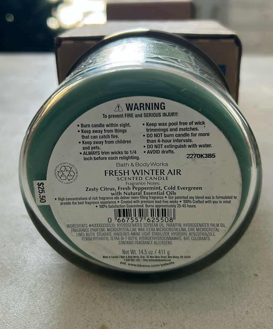 Photo 1 of BATH & BODY WORKS 3-WICK CANDLE 14 oz “FRESH WINTER AIR” NIB