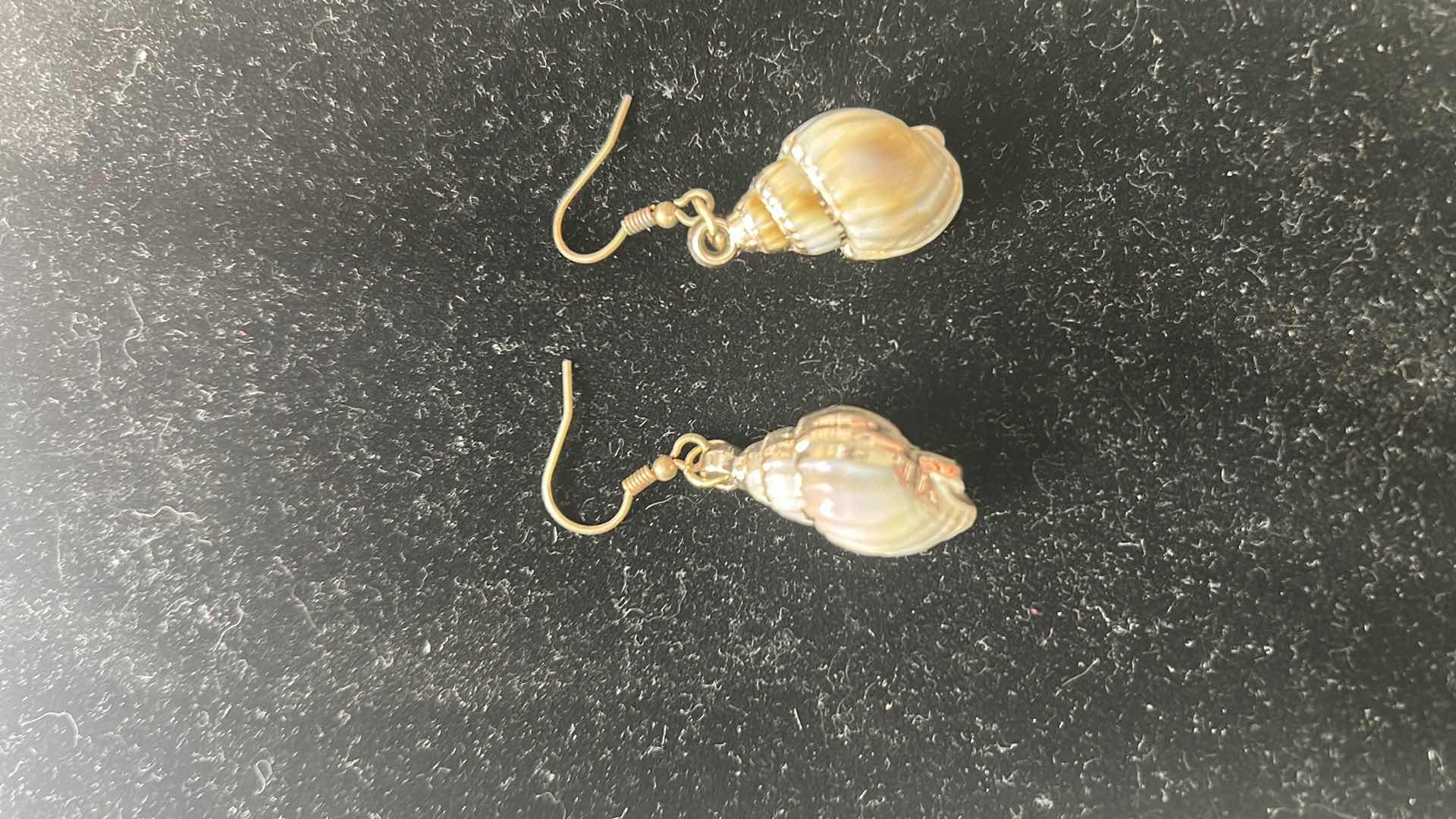 Photo 1 of BEACH SHELL DANGLE GREY TAN AND SILVER SHELL DANGLE