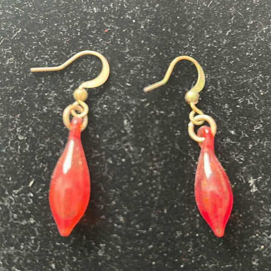 Photo 1 of 2-HAND MADE TEAR DROP EARRINGS RED TURQUOISE