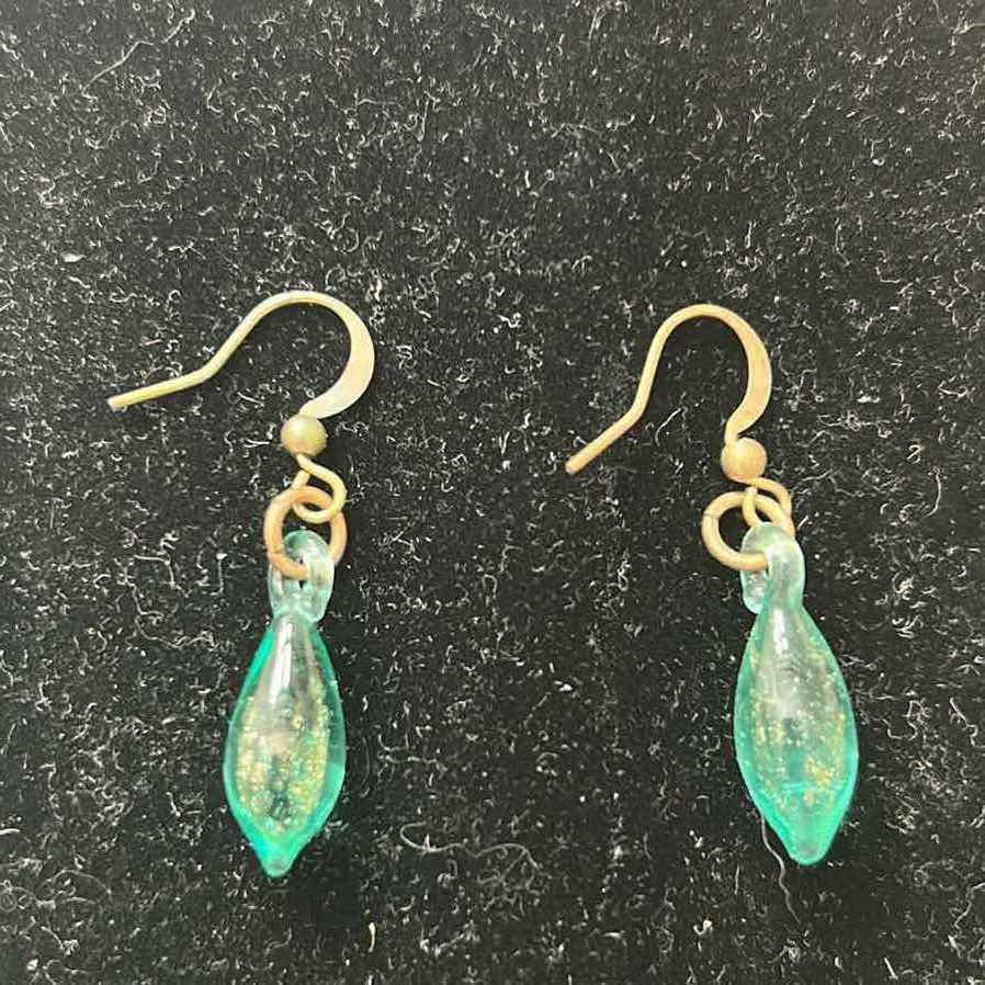 Photo 1 of 2- TURQUOISE TEAR DROP AND CORAL DANGLE BEAD EARRINGS