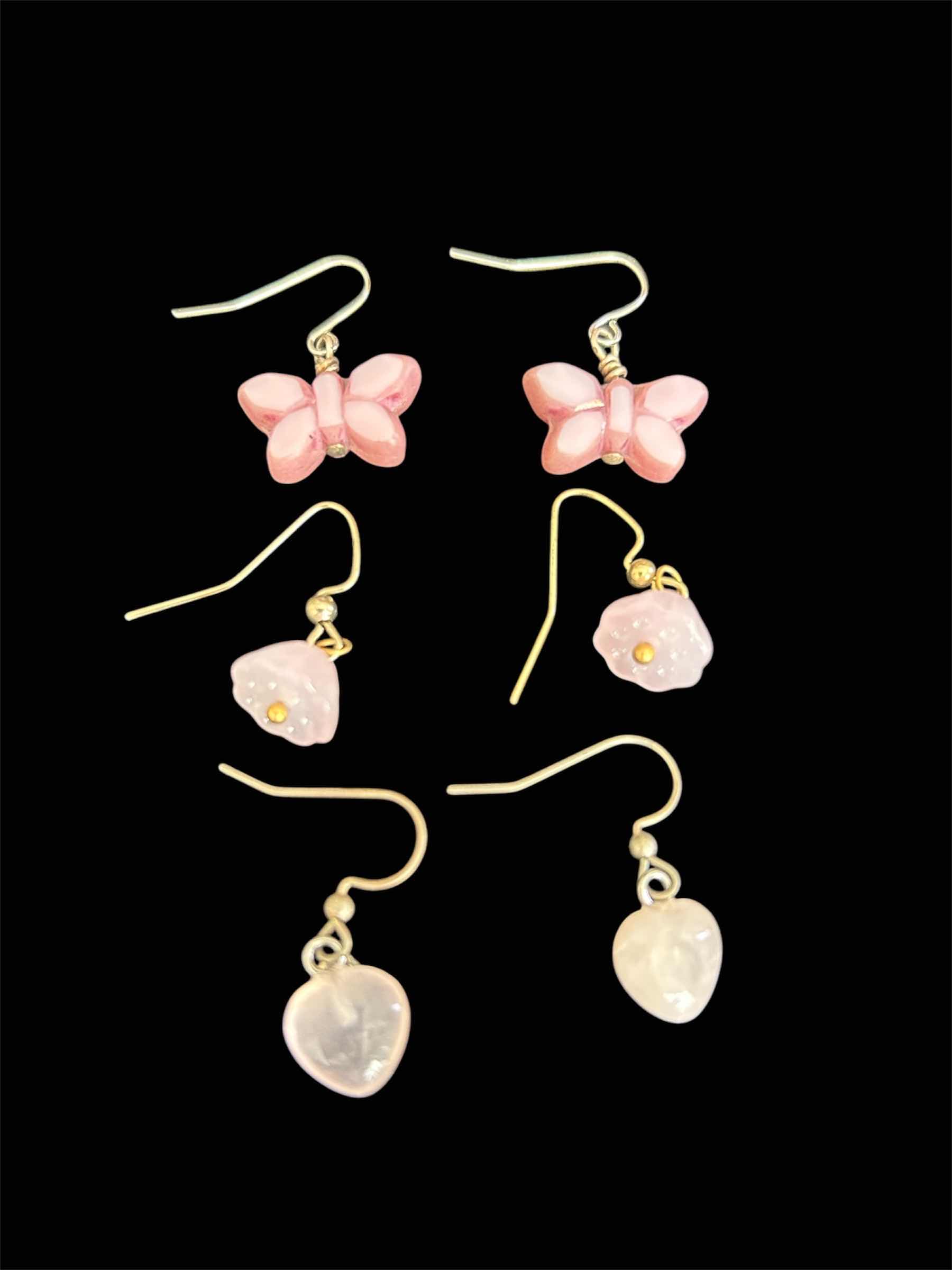 Photo 1 of 3- PINK EARRINGS BUTTERFLY HEART