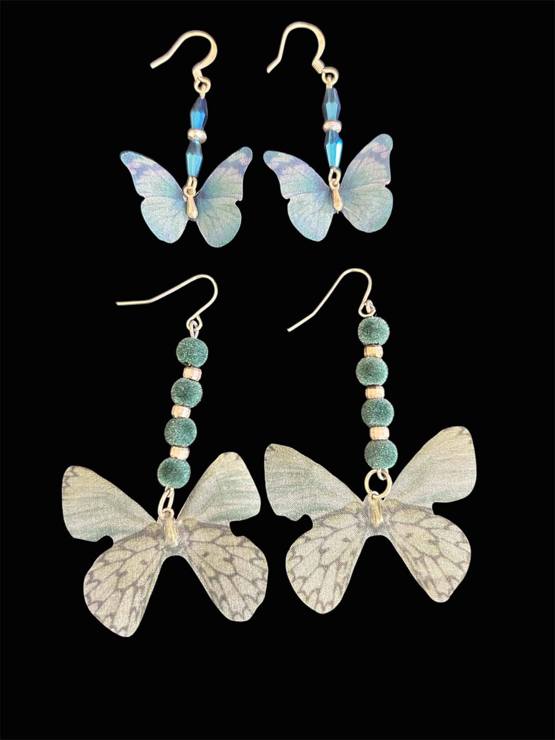 Photo 1 of 2- TURQUOISE BUTTERFLY DROP EARRINGS