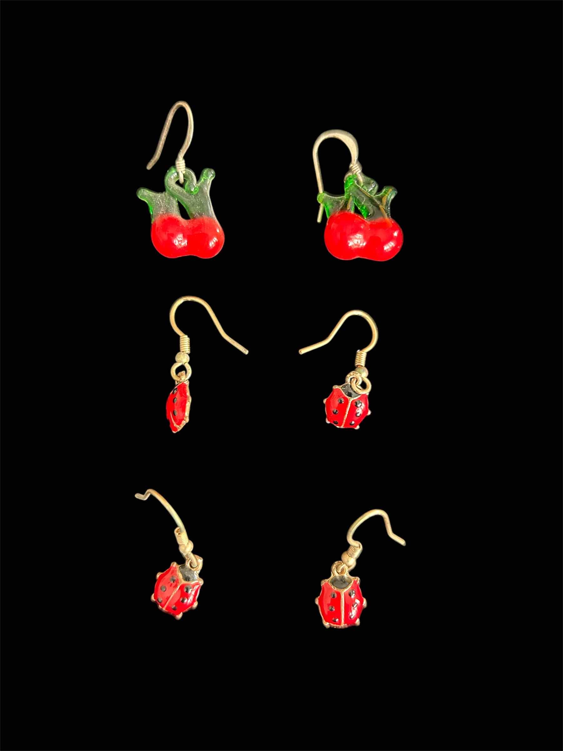 Photo 1 of 3- HANDCRAFTED RED CHERRIES AND 2 LADYBUG