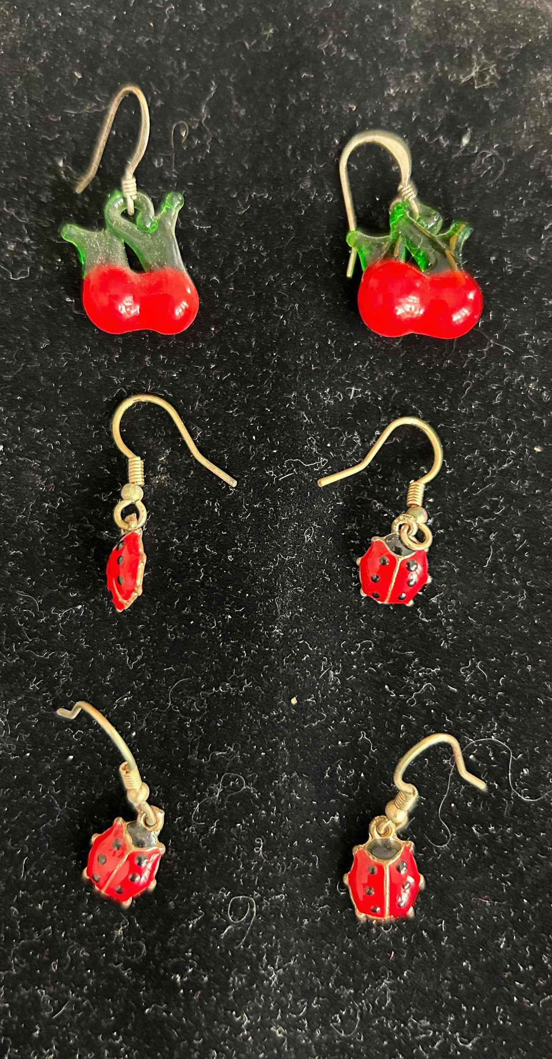 Photo 1 of 3- HANDCRAFTED RED CHERRIES AND 2 LADYBUG