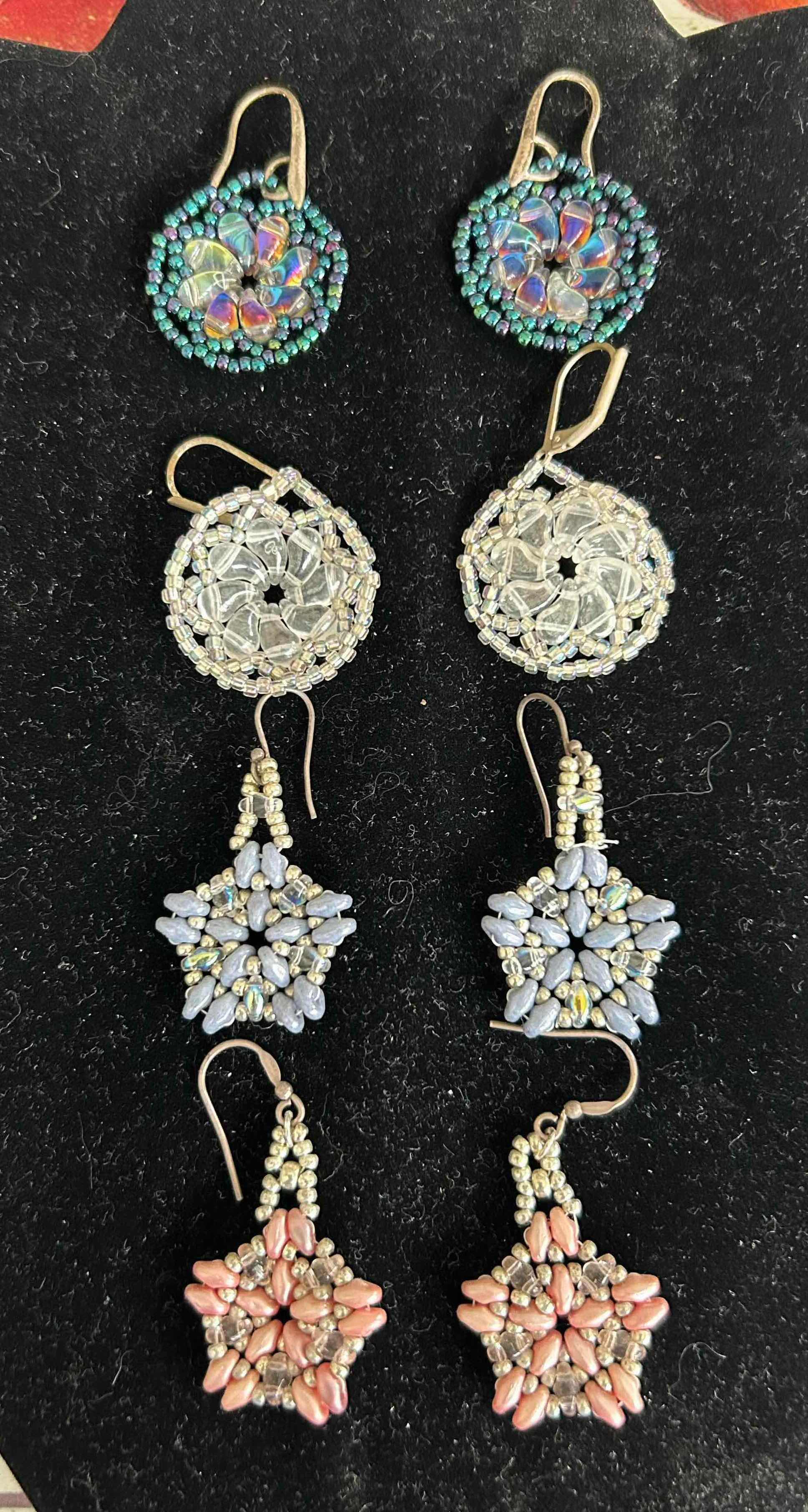 Photo 1 of 4- HANDMADE DUO BEADED DANGLE EARRINGS