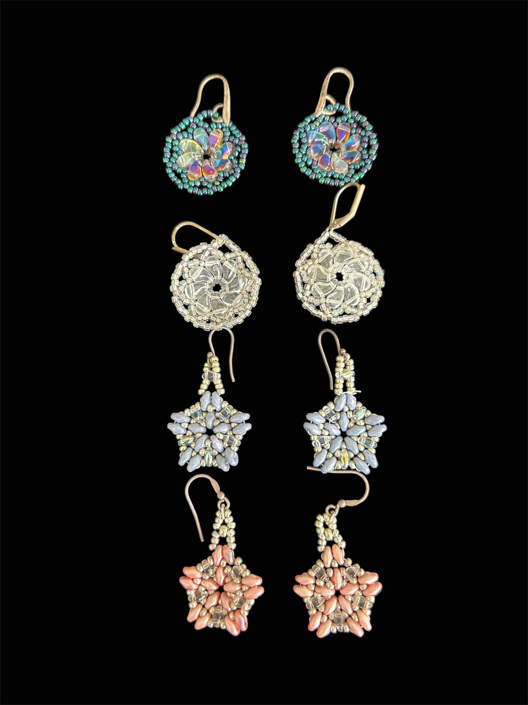 Photo 1 of 4- HANDMADE DUO BEADED DANGLE EARRINGS