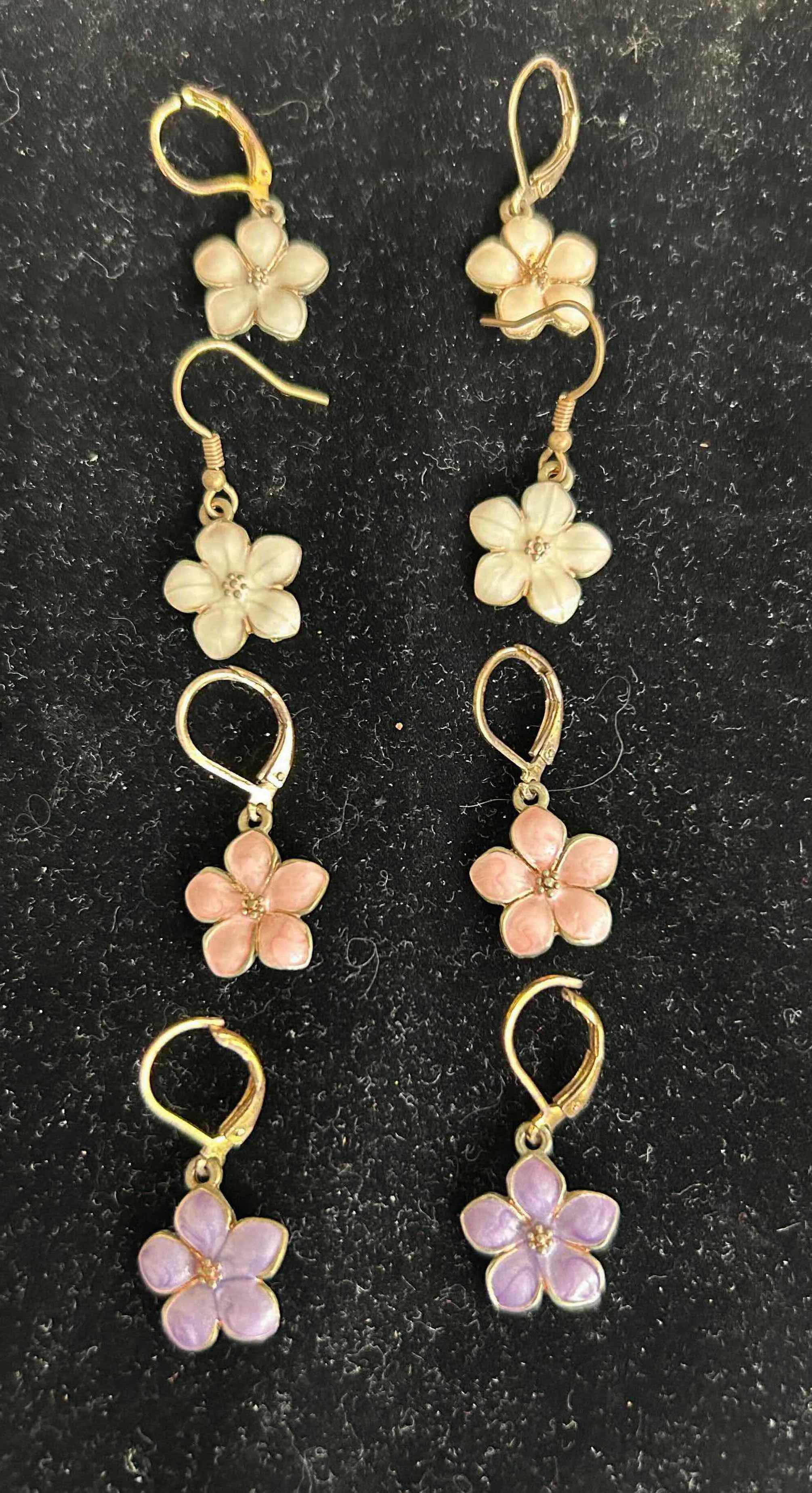 Photo 1 of 4- HANDMADE ENAMEL PLUMERIA EARRINGS