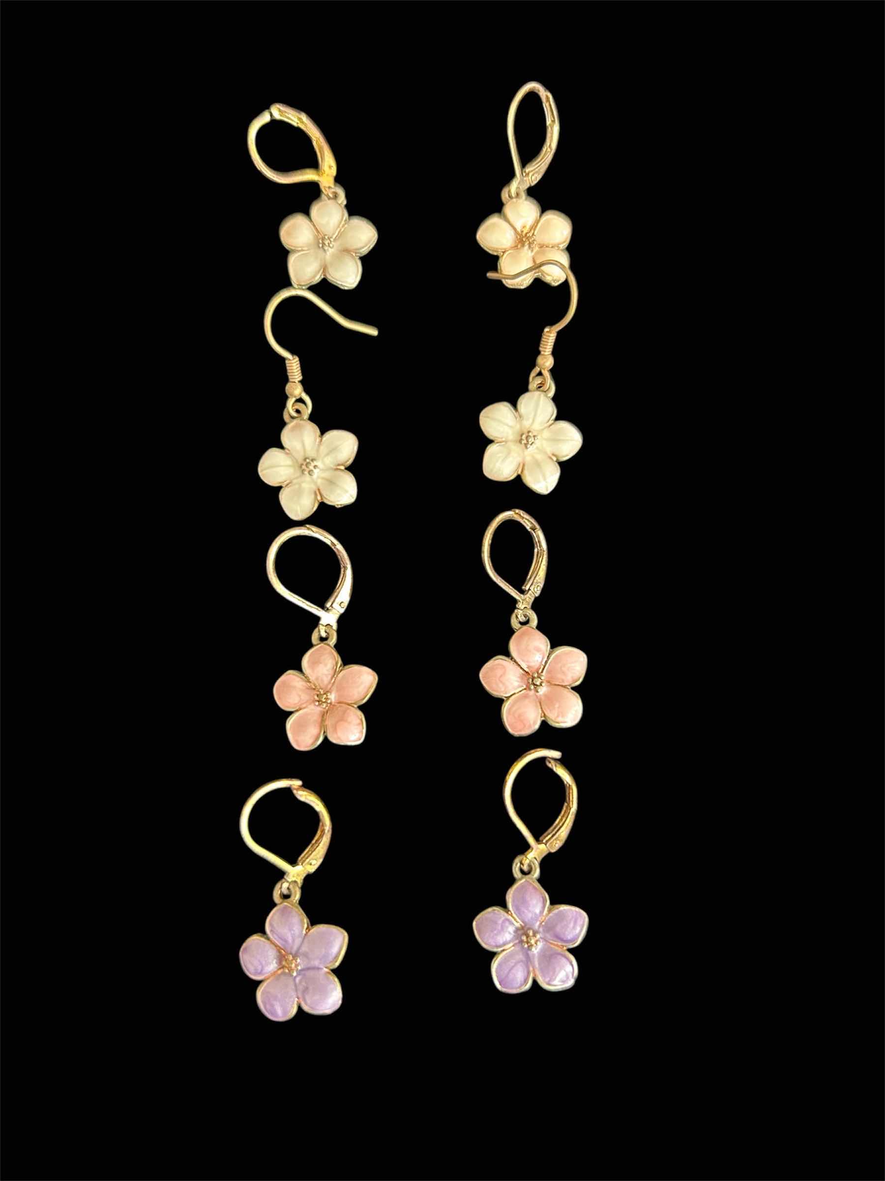 Photo 1 of 4- HANDMADE ENAMEL PLUMERIA EARRINGS
