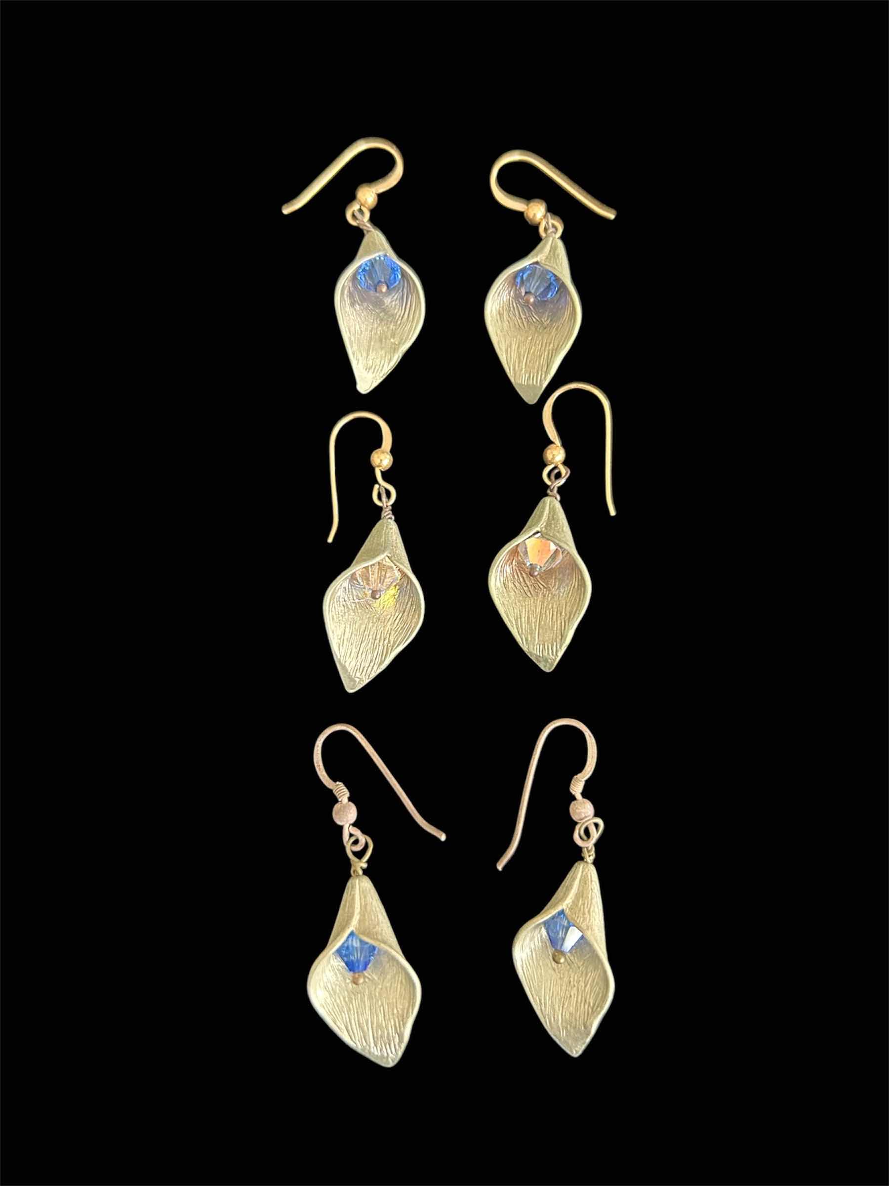 Photo 1 of 3- SILVER CALLA LILY DANGLE EARRINGS