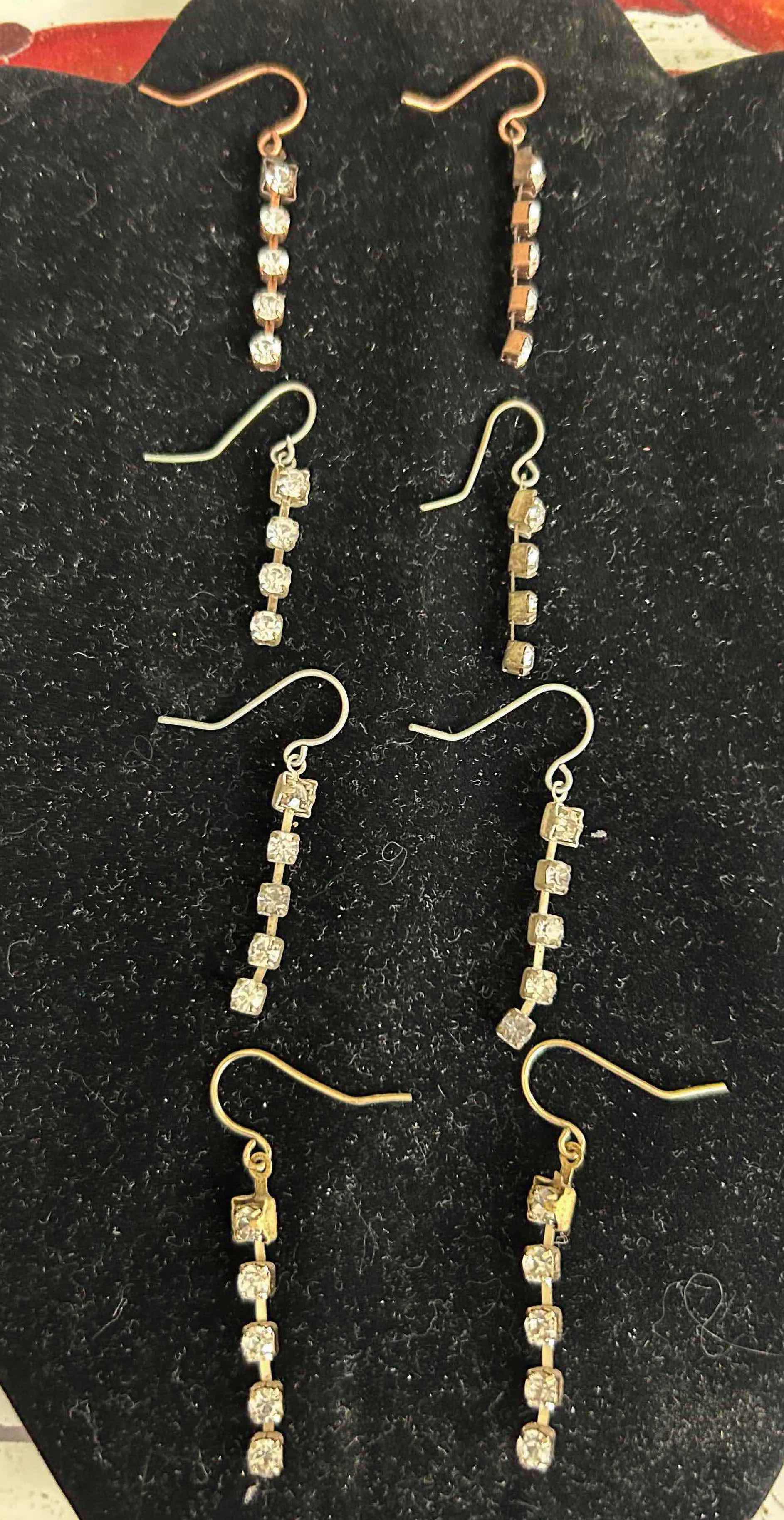 Photo 1 of 4- VINTAGE CLEAR DROP EARRINGS