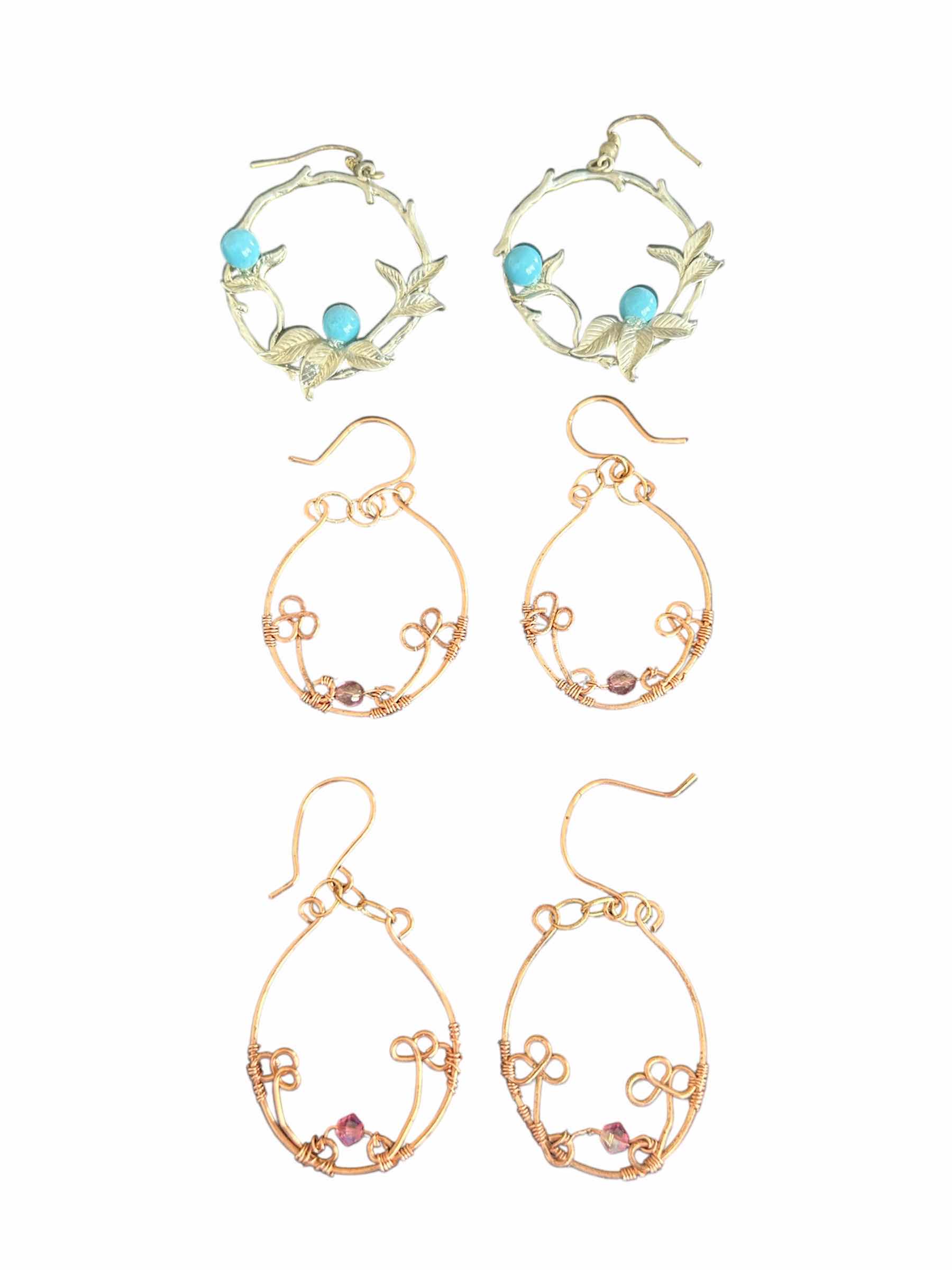 Photo 1 of 2- COPPERWIRE DANGLE 1- SILVER BIRD BRANCH HOOP