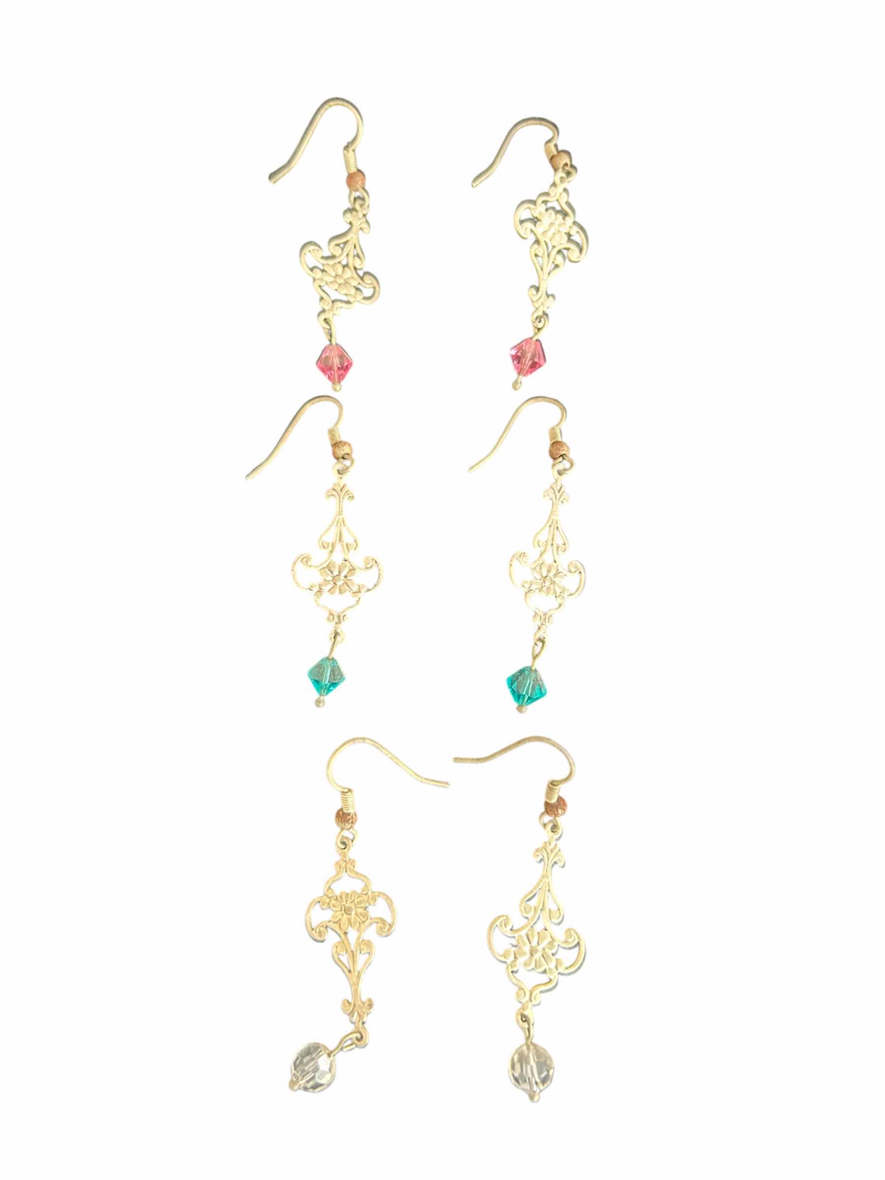 Photo 1 of 3- PETAL AND DROP GEMSTONE DANGLE EARRINGS