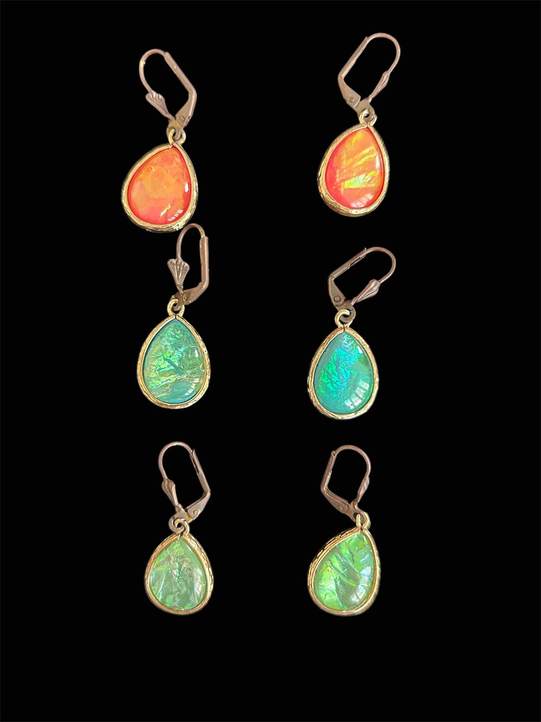 Photo 1 of 3-OPALESCENT RESIN TEARDROP EARRINGS