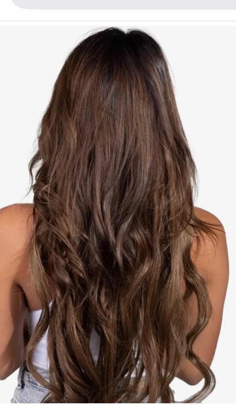 View 3 of CHRISTIAN REMY ATHENA 16” 120G 100% HUMAN HAIR LACE WEFT CLIP-IN-EXTENSIONS-COLOR "OFF BROWN"
