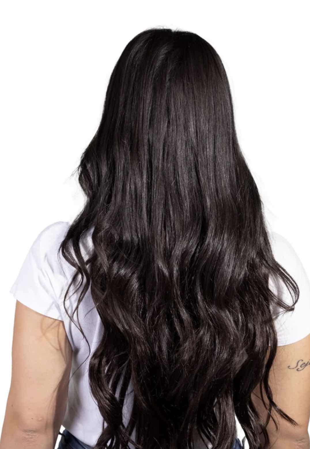 Photo 3 of CHRISTIAN REMY ARIA 18” 120G 100% HUMAN HAIR LACE WEFT CLIP-IN-EXTENSIONS-COLOR " DEEP BROWN 
