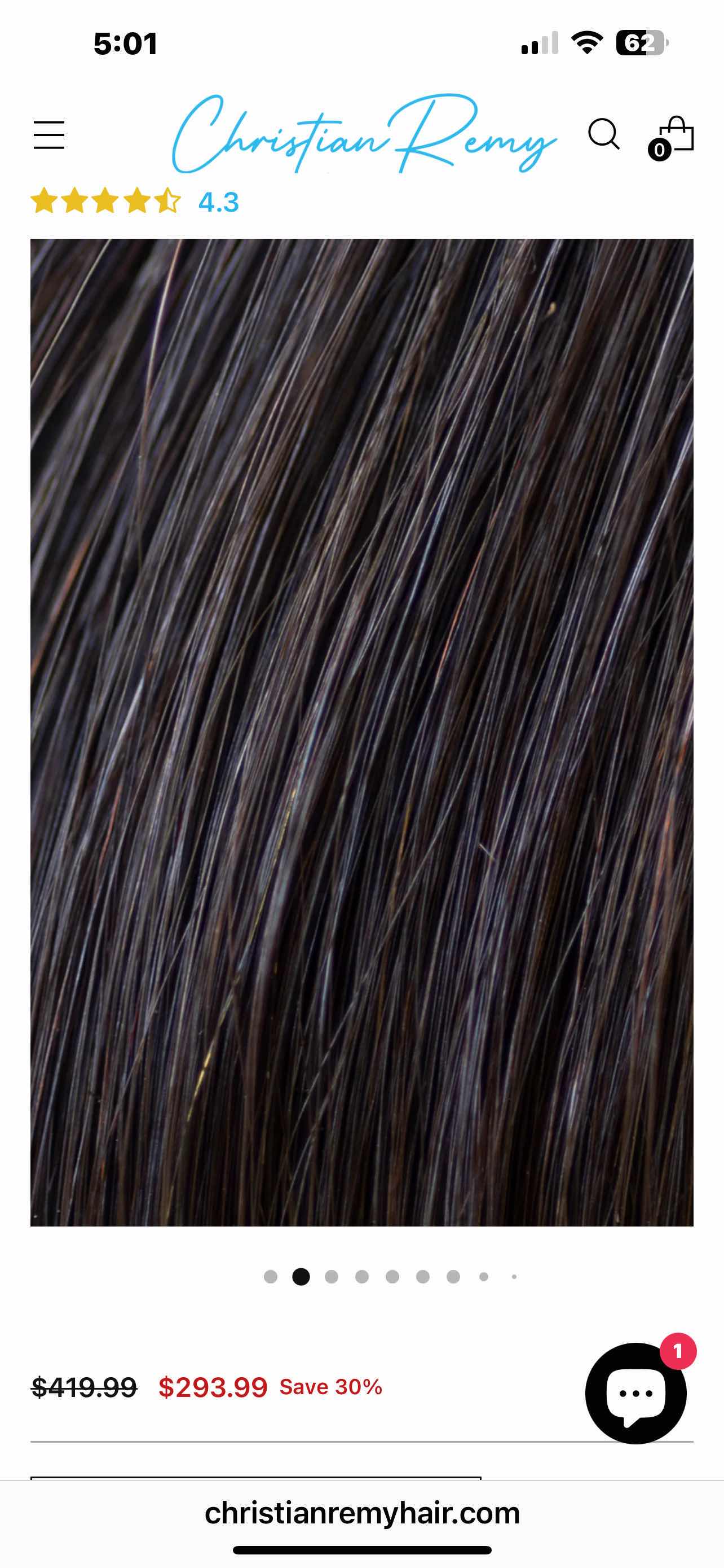 Photo 1 of CHRISTIAN REMY BELLA  18” 140G HUMAN HAIR LACE WEFT CLIP-IN-EXTENSIONS-COLOR "NATURAL BLACK”
