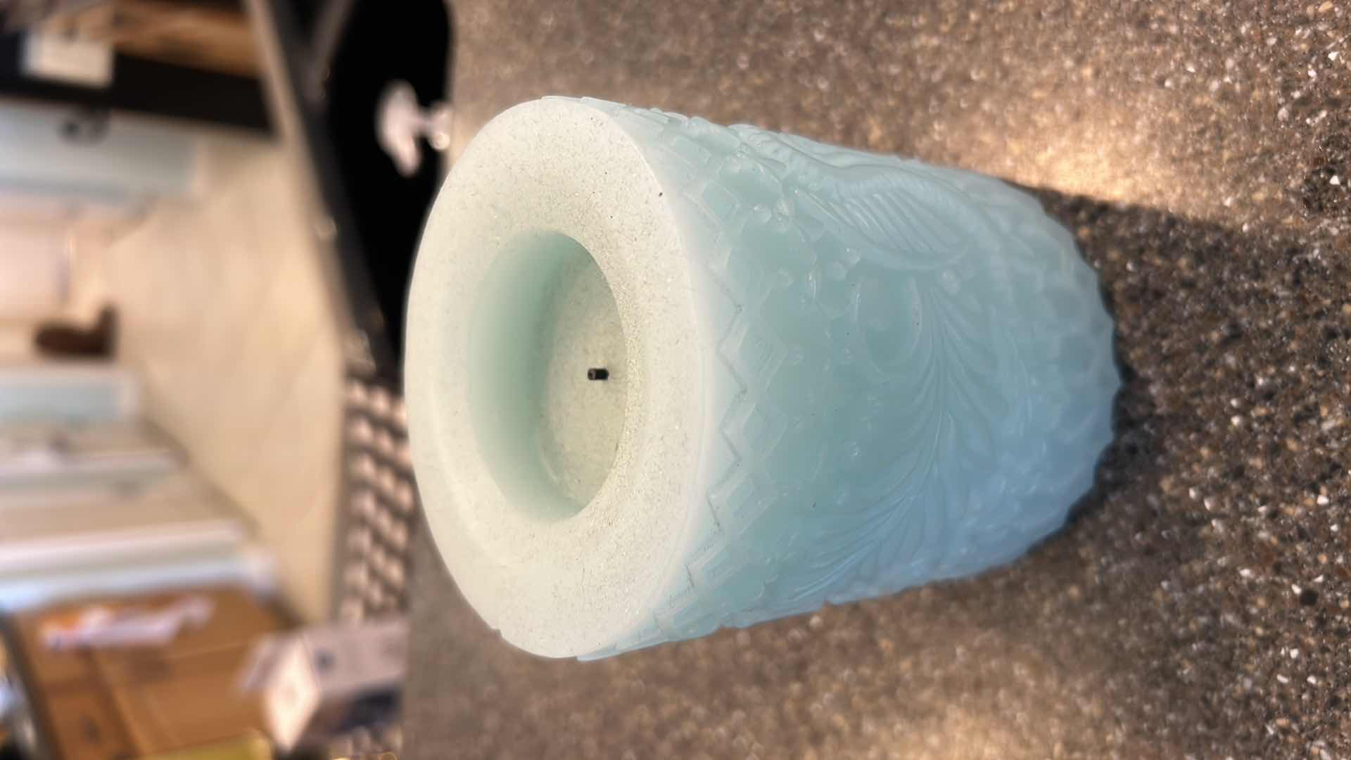 Photo 1 of 3- SILVER CANDLE HOLDER W TURQUOISE CANDLES