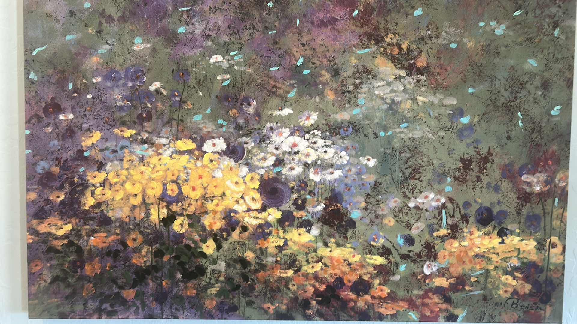 Photo 1 of STRETCHED CANVAS FLOWER FIELD ARTWORK 47” x H31 1/2”