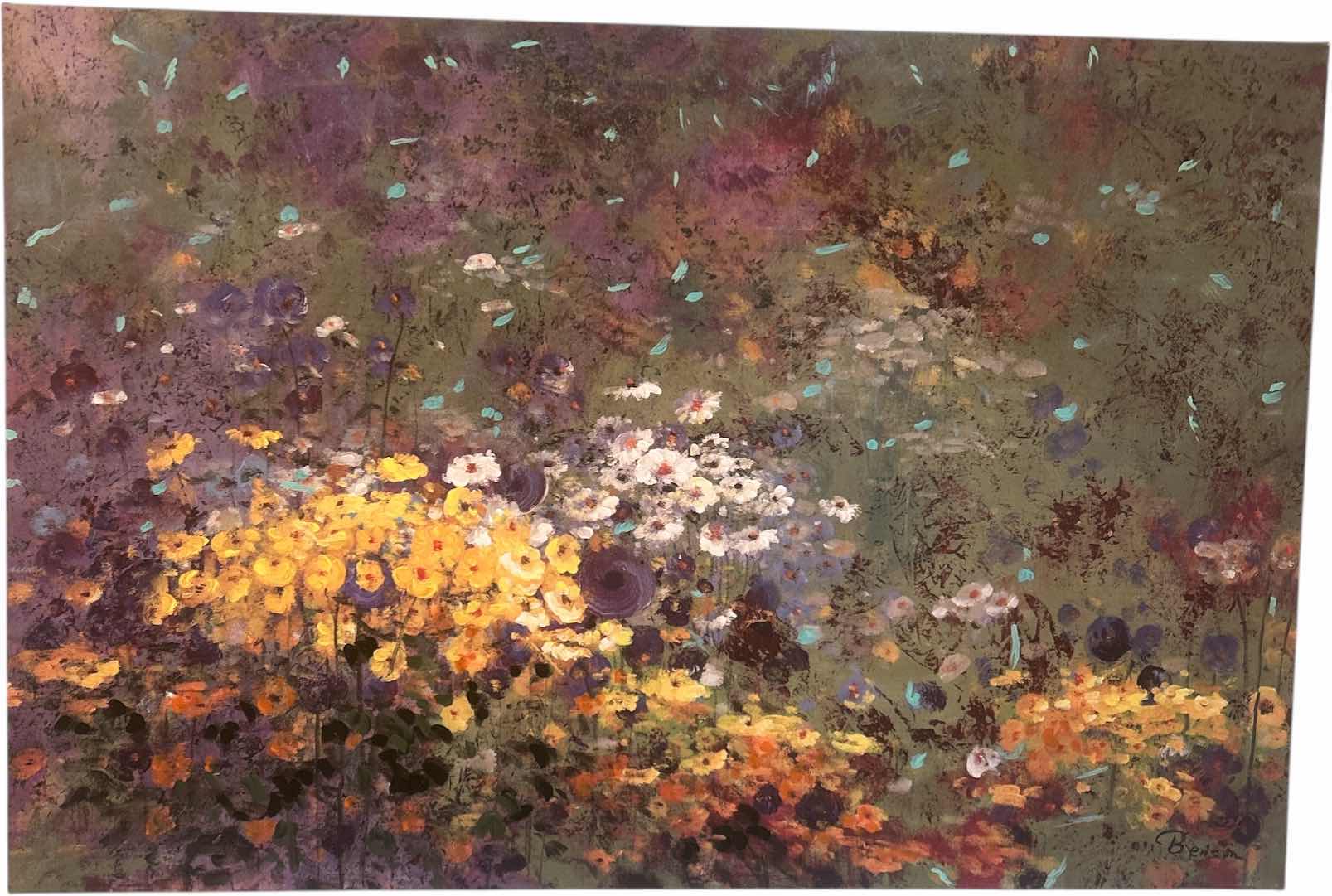 Photo 1 of STRETCHED CANVAS FLOWER FIELD ARTWORK 47” x H31 1/2”
