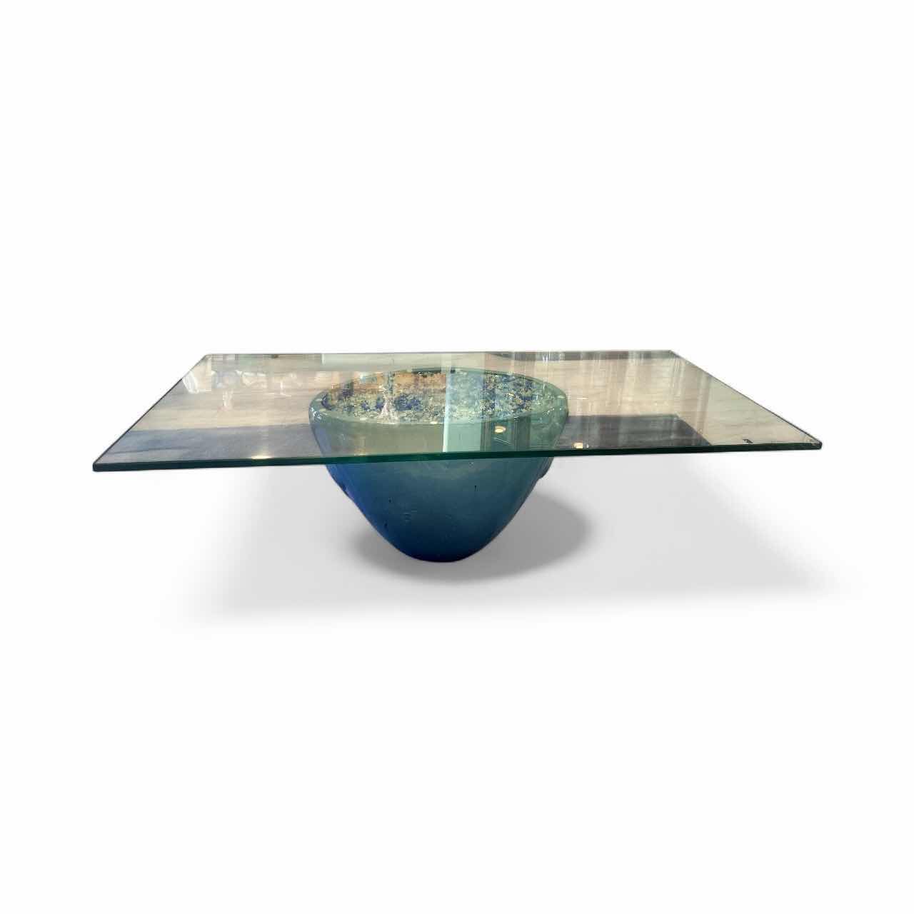 Photo 1 of GLASS TOP COFFEE TABLE, CERAMIC POTTERY BASE WITH COLORED GLASS, HAS REMOTE TO LIGHT UP GLASS 5’ x 30” x H16 1/2”